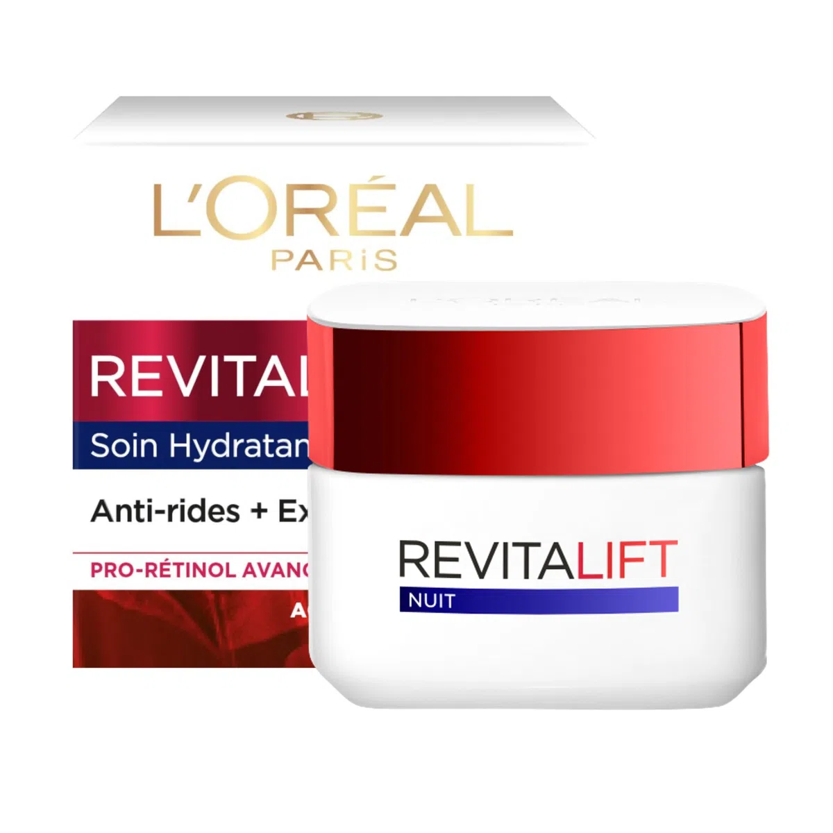 L'Oréal Paris - Cura Notte Idratante Viso Anti-Aging - Crema Antirughe, Extra Fermezza e Tonificante - Arricchito con Pro-Retinolo & Fibrelastyl - Tutti i tipi di Pelle - Revitalift - 50 ml