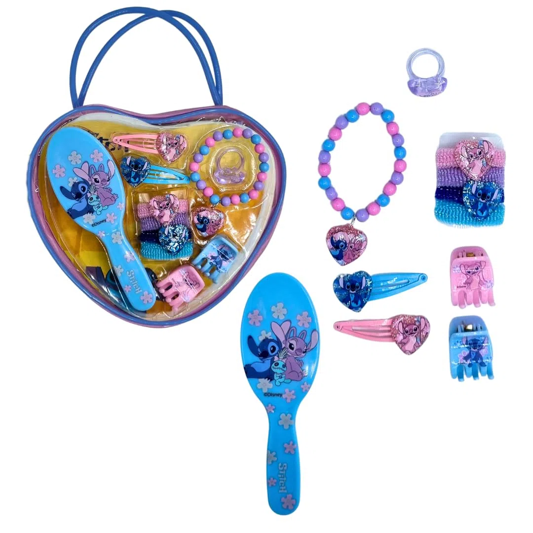 ARDITEX, Disney Stitch Beauty Set, Accessori per Capelli Stitch, Mollete Capelli Bambina, Elastici in Tessuto, e Molto Altro Ancora, Ideale per sorprendere i Tuoi Bambini, Design Originale, 11 Pz