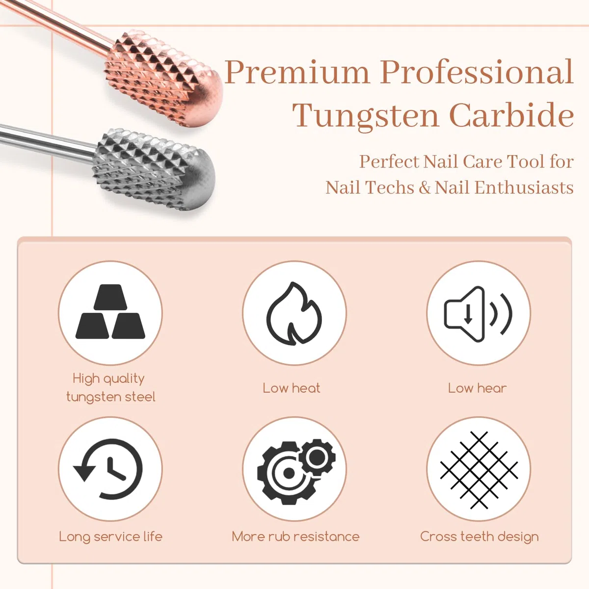 Punte Per Fresa Unghie 2 Pezzi, Punte in Carburo di Tungsteno 3/32''(2,35 mm), Punta Fresa Rimozione Gel, Acrilico, Punte Fresa Unghie Professionale, Sicurezza Lisce Superiori per Punta Fresa (C)