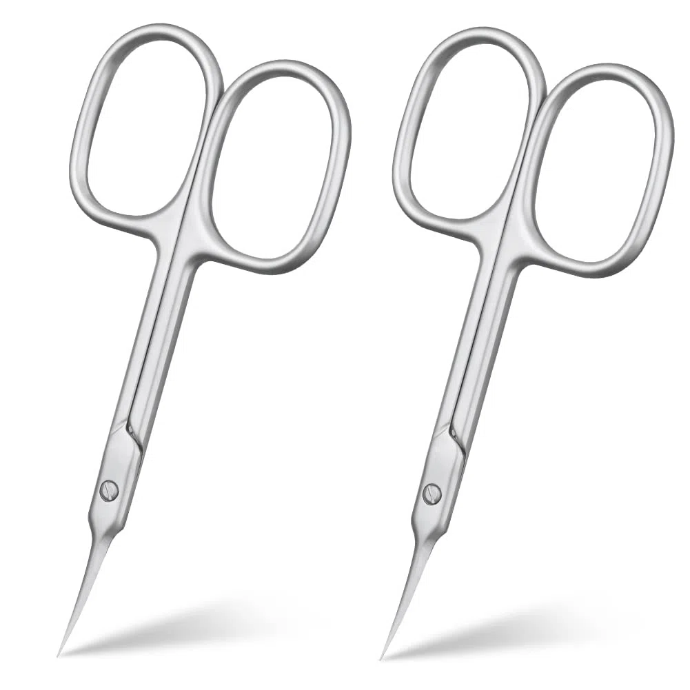 ACWOO Forbici per Unghie, 2 Pezzi Forbici per Cuticole in Acciaio Inox Extra Affilate, Forbicina Unghie Professionale con Lame Curve, per Sopracciglia, Peli Del Naso, Barba