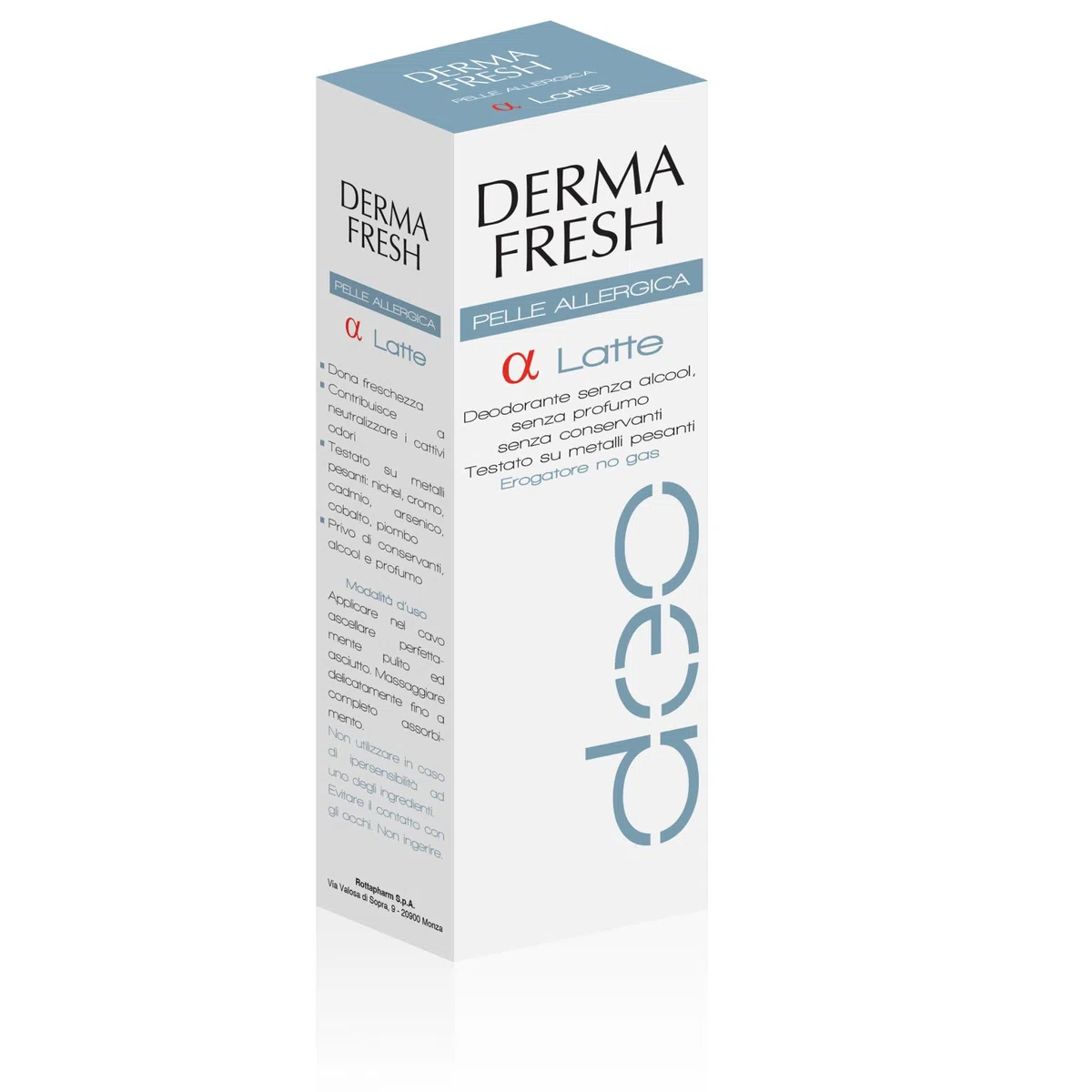 Dermafresh Alfa Pelle Allergica, Deodorante Latte Spray Ipoallergenico, Senza Alcol e Senza Profumo, 100 ml