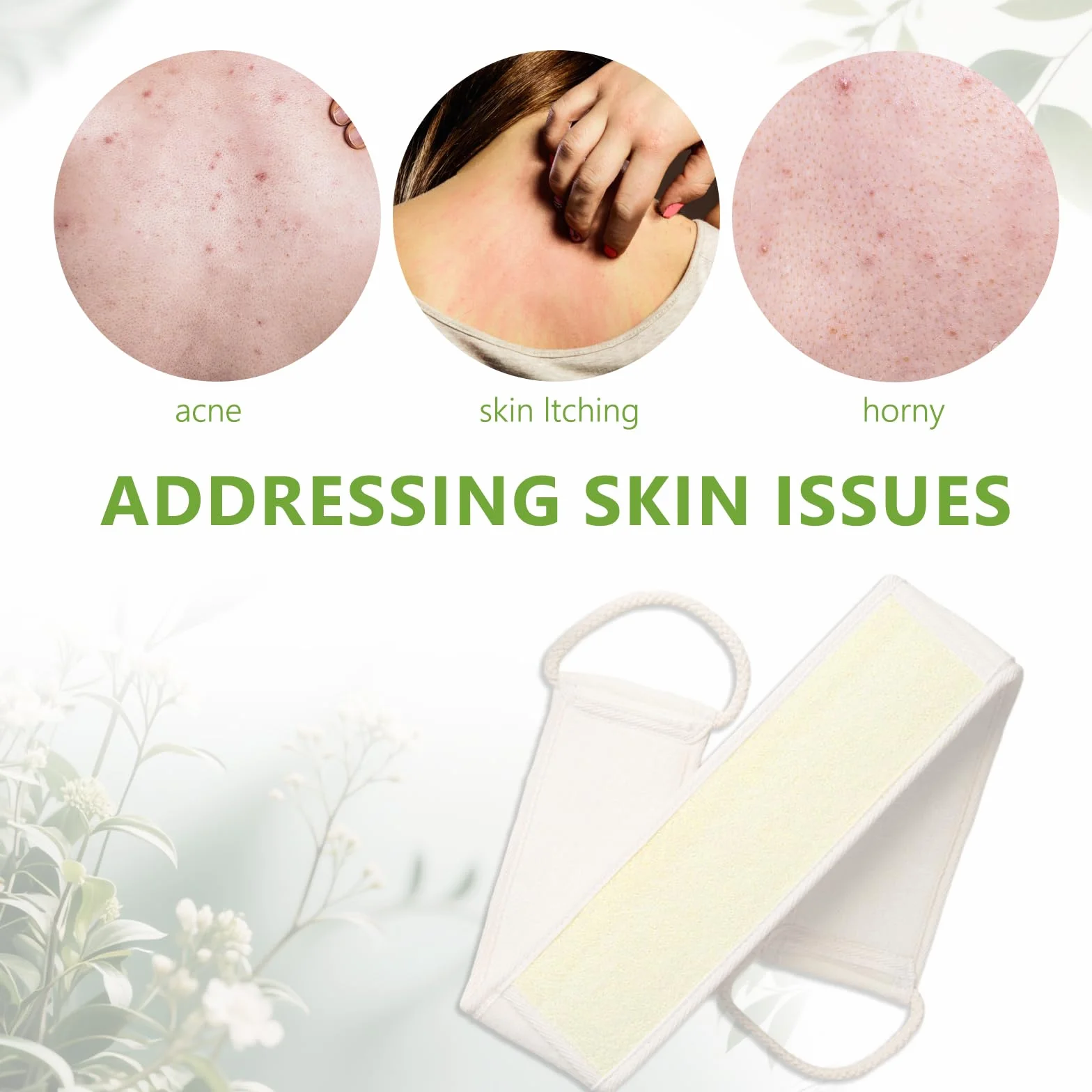 Scrubber per la Schiena in Luffa, Luffa Lavaschiena per Doccia, pulizia della pelle e cuscinetto in luffa, Naturali Organico Esfoliante Spugna Scrub per Uomo Donna Massaggi Cura del Corpo