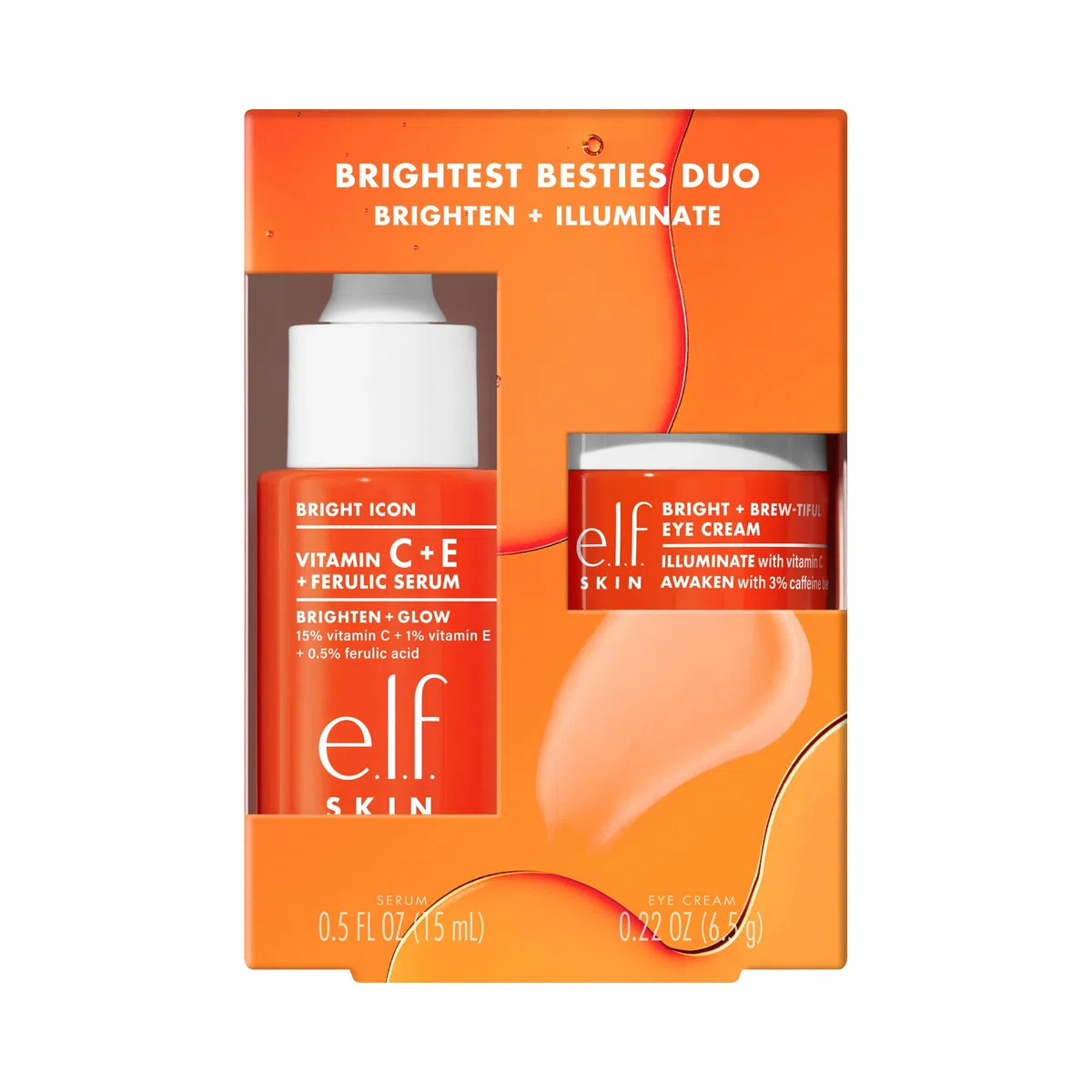 Brightest Besties Duo di e.l.f. SKIN, set skincare da viaggio, siero viso illuminante e crema occhi alla vitamina C, illumina, decongestiona e uniforma il colorito, vegano e non testato sugli animali