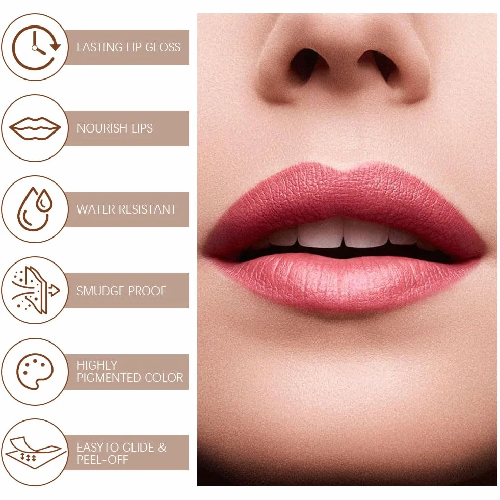 LOPHE Lip Liner, Plump Lip Liner Lip Peel Off a Lunga Tenuta, Liner Labbra Tatuaggio per Labbra Rimovibile, Effetto Rimpolpante, No Transfer, Matita Labbra Tattoo(Marrone scuro)