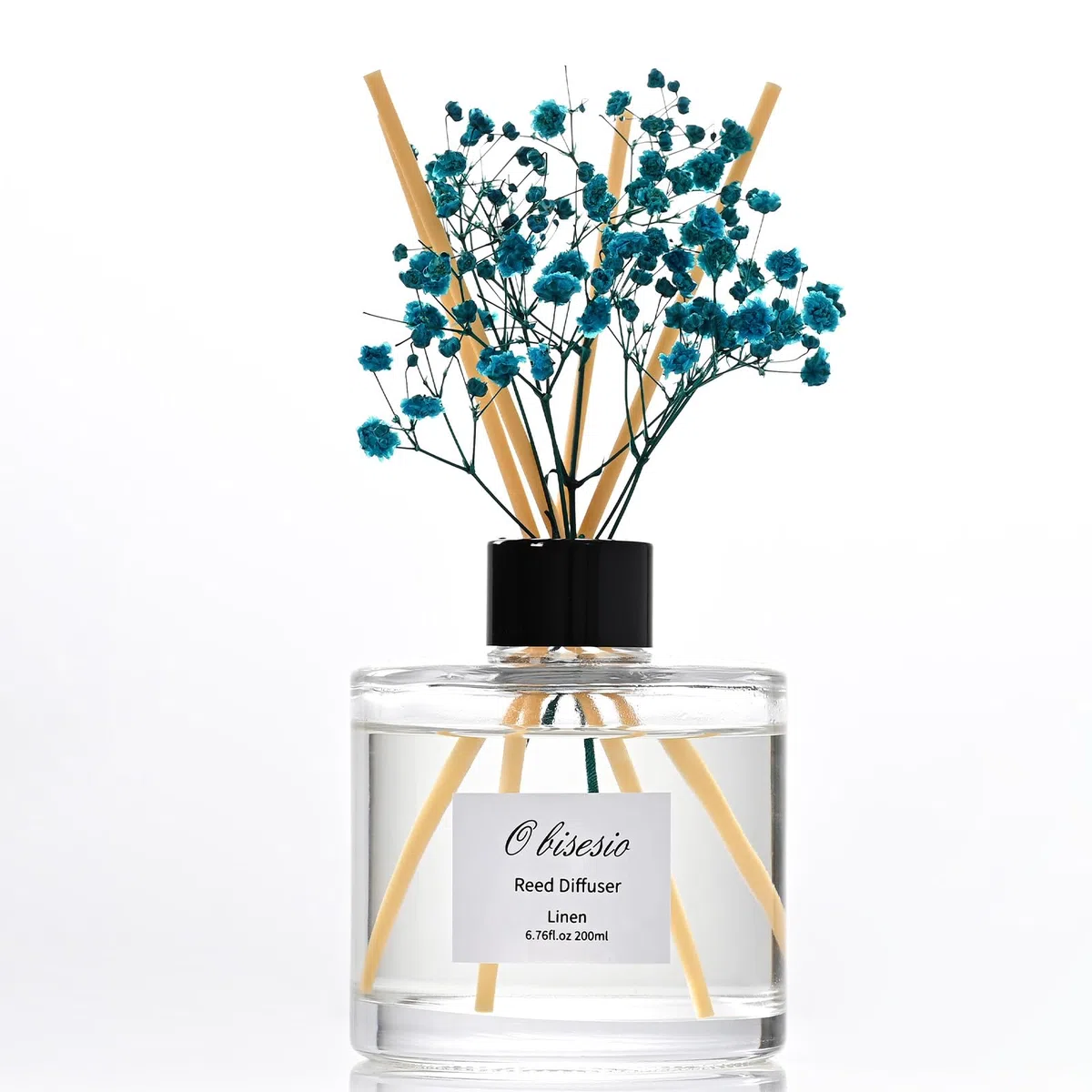 Diffusore, Diffusore A Canne Di Bambù, Diffusore Di Oli Essenziali, Con 4 Bastoncini Di Bambù + Fiori Secchi, 200 Ml Di Profumo Per Ambienti, Fragranza Naturale, Profumo Persistente — Fresco Di Lino