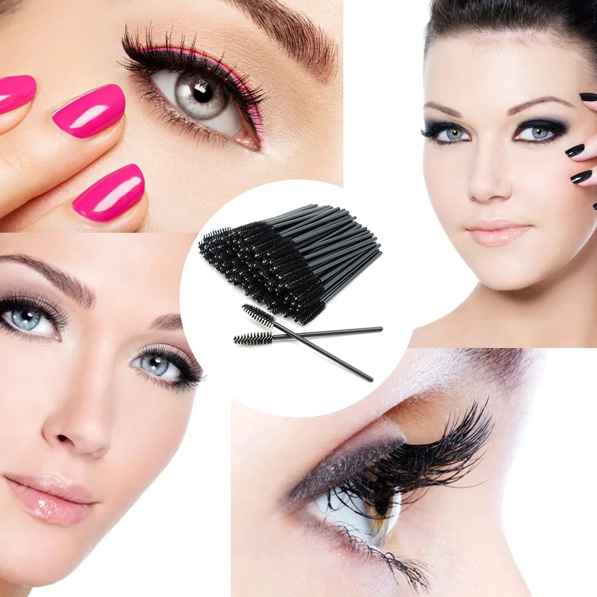 100 pezzi Scovolini Mascara Monouso, Scovolino Ciglia e Sopracciglia Make Up, Pennello per Extension Ciglia Donna, Pettine Ciglia, Applicatore per Mascara (Nero)