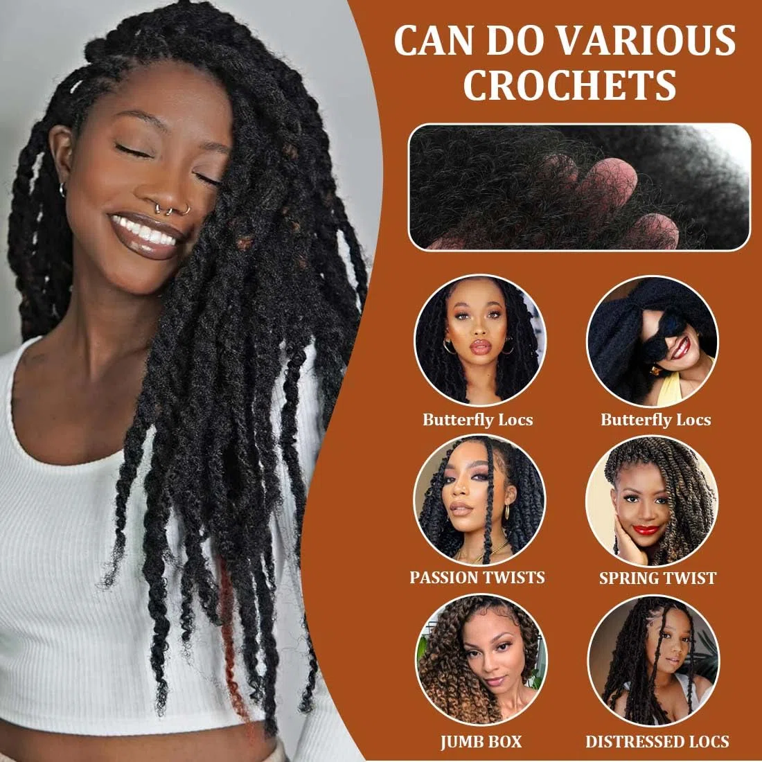 4 Pezzis Capelli per Treccine AfricanePre-separate, Afro Kinky Curly Braiding Bulk Hair, Pre-gonfiate, Extension Capelli, Synthetic Hair Cuban Twist Hair