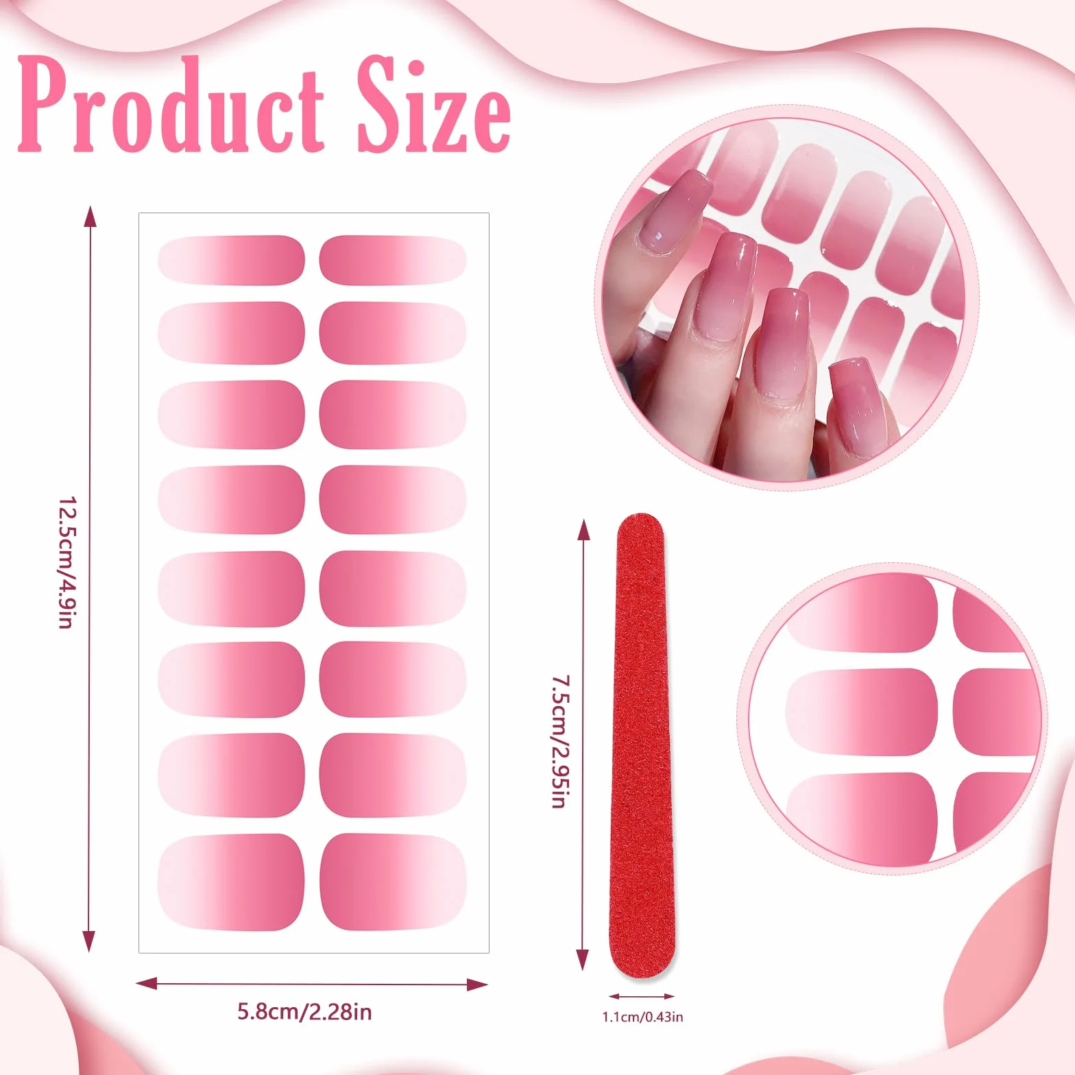 JSRQT 8 Fogli Smalto Adesivi Unghie Tinta Unita, Adesivo per Nail Art in Gel Decalcomania Autoadesiva, Strisce per Unghie con Lima, Decorazione per Donne Ragazze