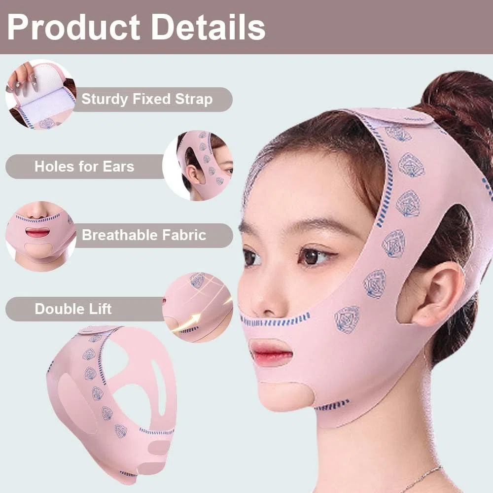 Maschere Riutilizzabili a V, Maschera per Lifting, Maschera lifting doppio mento, per Anti-Età, Eliminare il Rilassamento Cutaneo