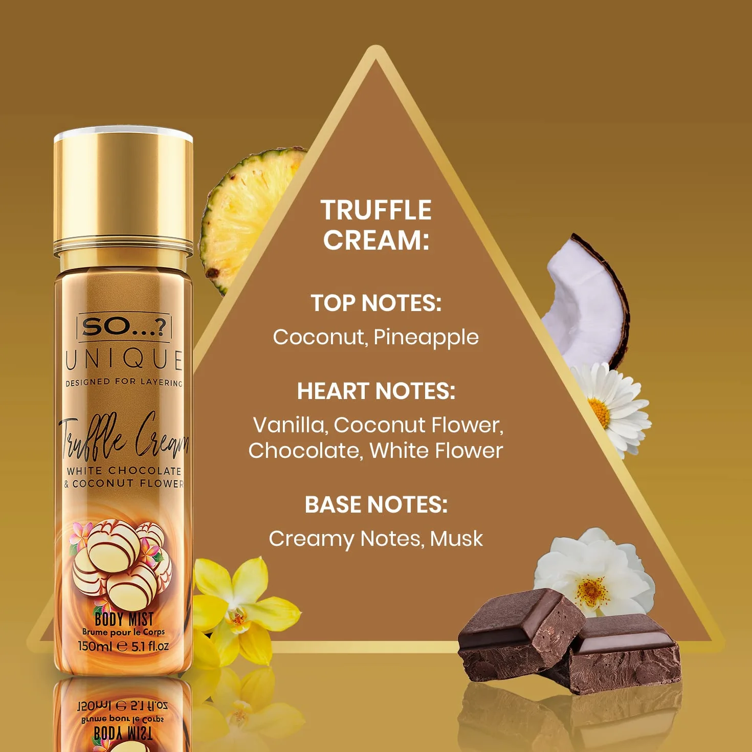 So…? Unique Womens Candy Kiss Bundle Truffle Cream, Sweet Pea, Vanilla Candy Body Mist Spray Mixed Fragrance Bundle 150ml (Pack of 3)