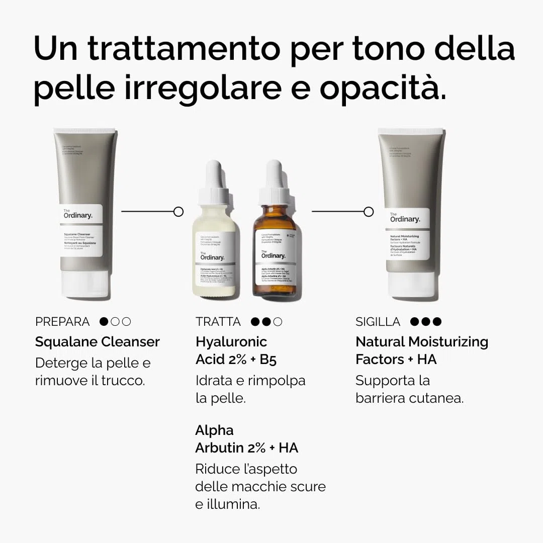 The Ordinary Alpha Arbutin 2% + HA, Siero Alfa-Arbutina e Acido Ialuronico, Illumina la pelle e riduce le macchie della pelle