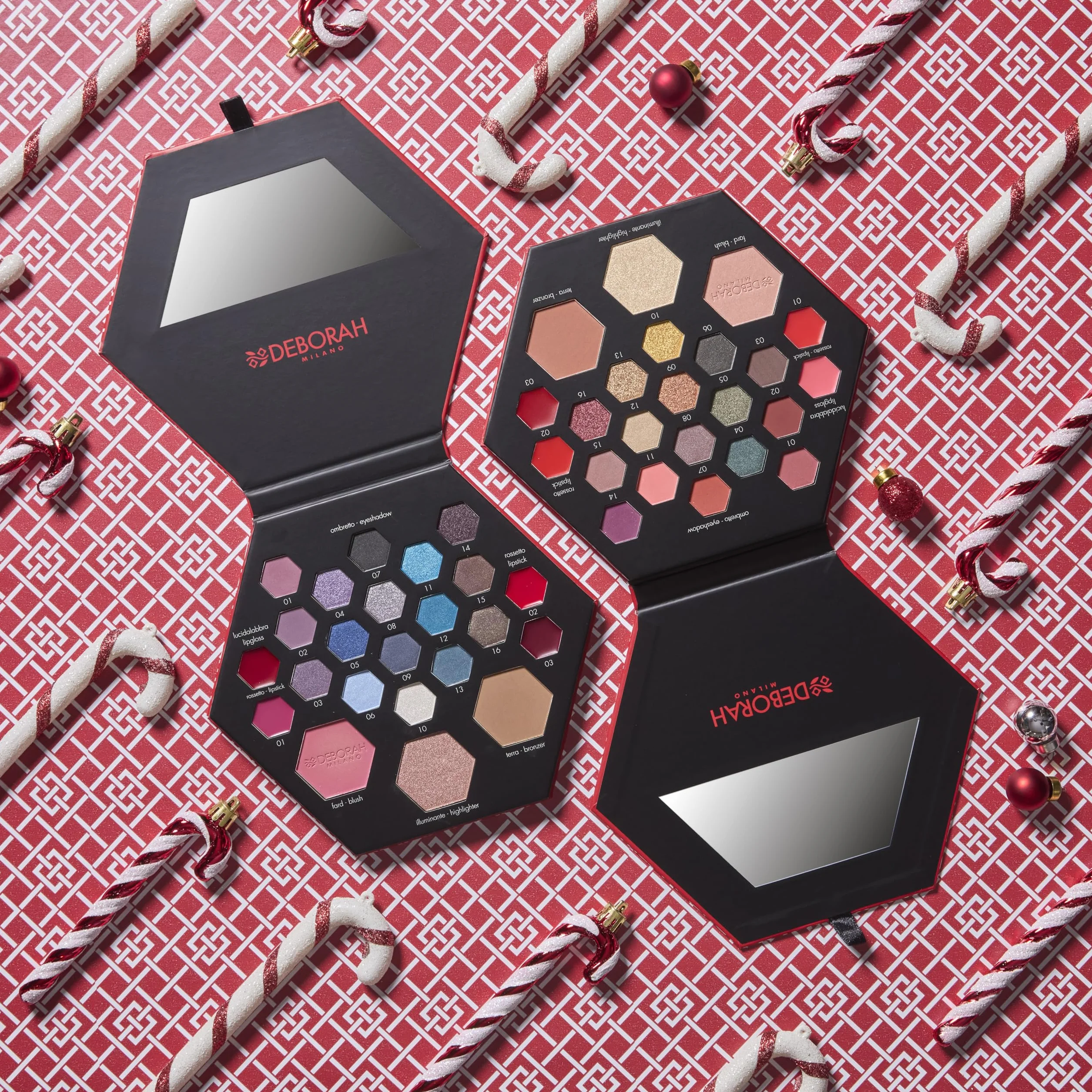 Deborah Milano - Trousse Set Regalo Donna Make Up Beauty Gift n.2 Small Toni Freddi, Include Palette di Ombretti, Gloss, Rossetti e Polveri Viso dai diversi Finish e Colori, in Carta FSC