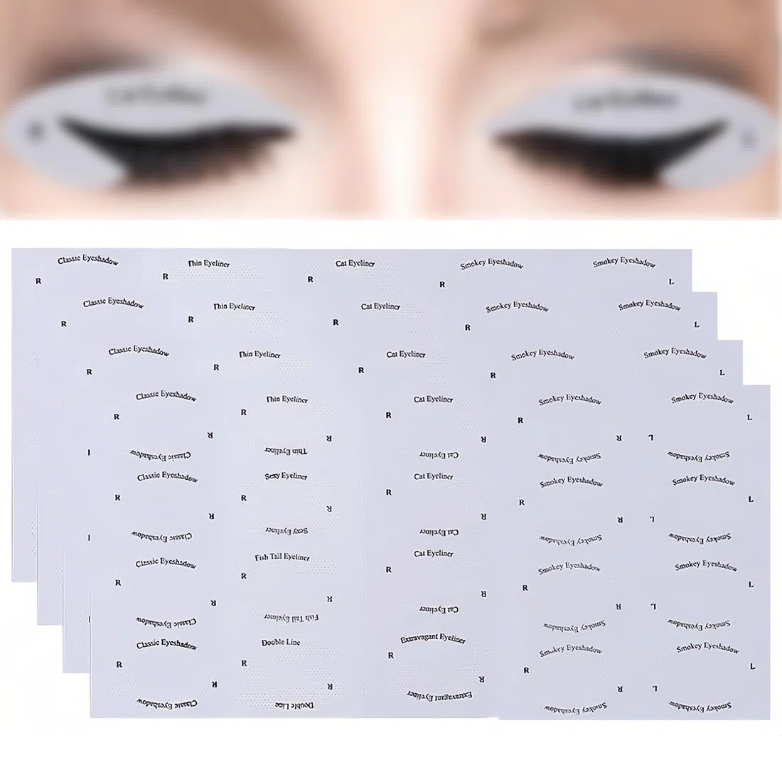 CATORStencil & Eyeliner Occhi, 16 Fogli per Ombretto, Aid Trucco Riutilizzabili per Smokey Eyes e Cateyes