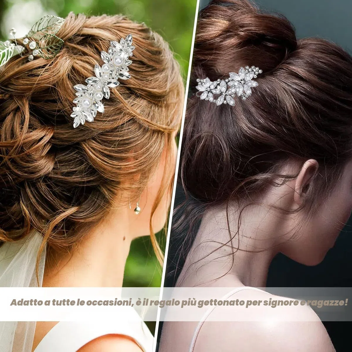 3 Pezzi Fermagli per Capelli Strass, Spille Decorative per Damigella d'Onore Fiore Copricapo Matrimonio Fermagli per Capelli Eleganti da Donna Accessori per Capelli Matrimonio