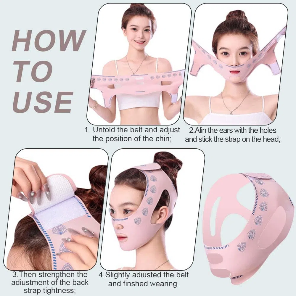 Maschere Riutilizzabili a V, Maschera per Lifting, Maschera lifting doppio mento, per Anti-Età, Eliminare il Rilassamento Cutaneo