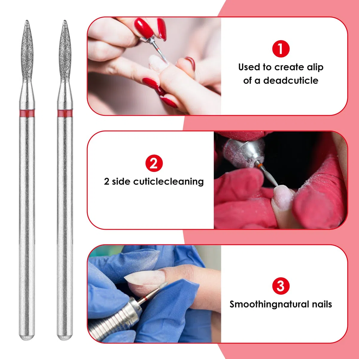 YUXIANLB Set Di 6 Punte Per Trapano Per Cuticole Con Custodia Strumenti Professionali Per Manicure Da 3/32 Pollici Per Cuticole E Unghie In Carburo Per La Casa E Il Salone