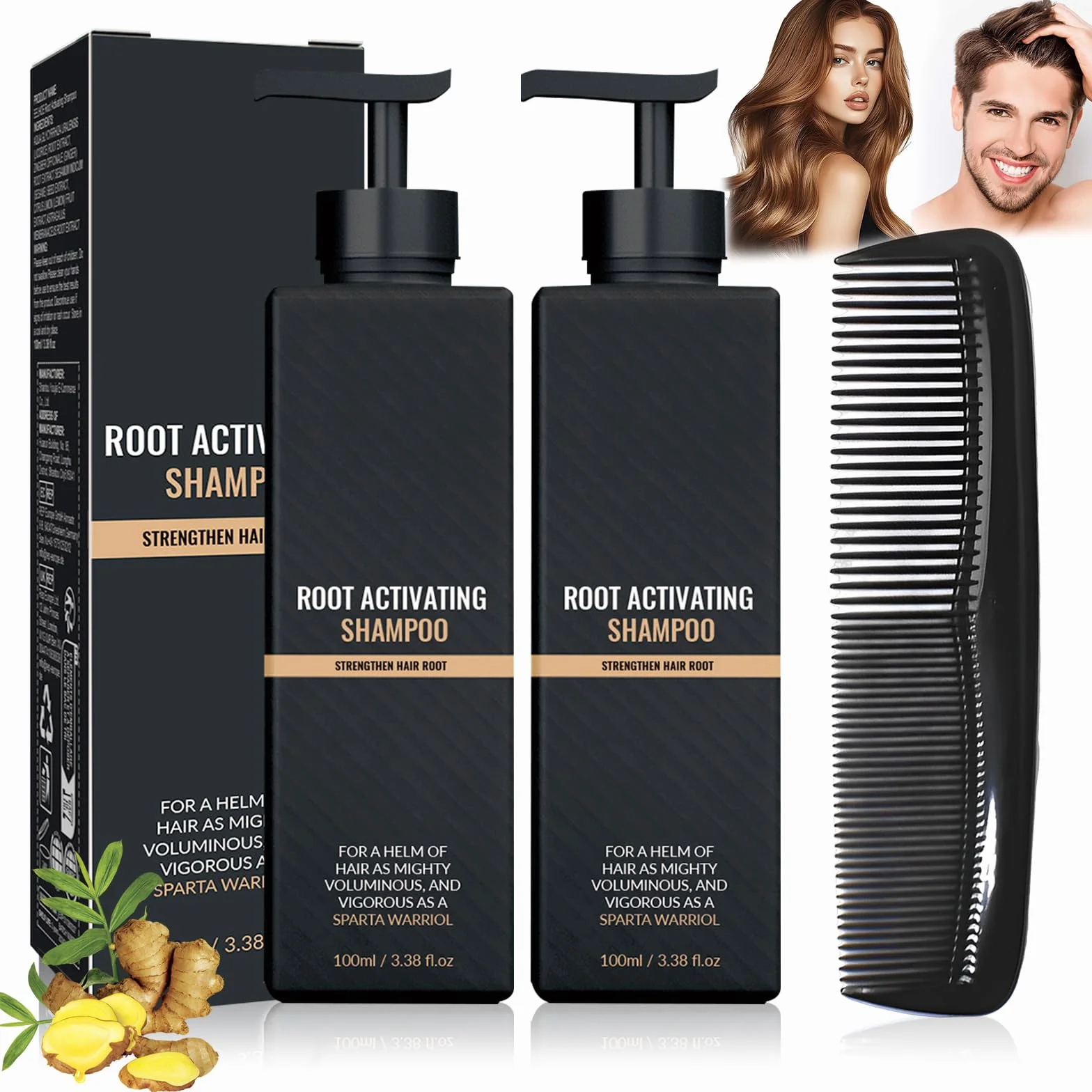 Byhsoep Spart Root Activator Shampoo, 2 Pezzi da 100 ml, Ingredienti Botanici Delicati, Radici dei Capelli Lisce e Lucide/Forti, Adatte sia Agli Uomini che Alle Donne