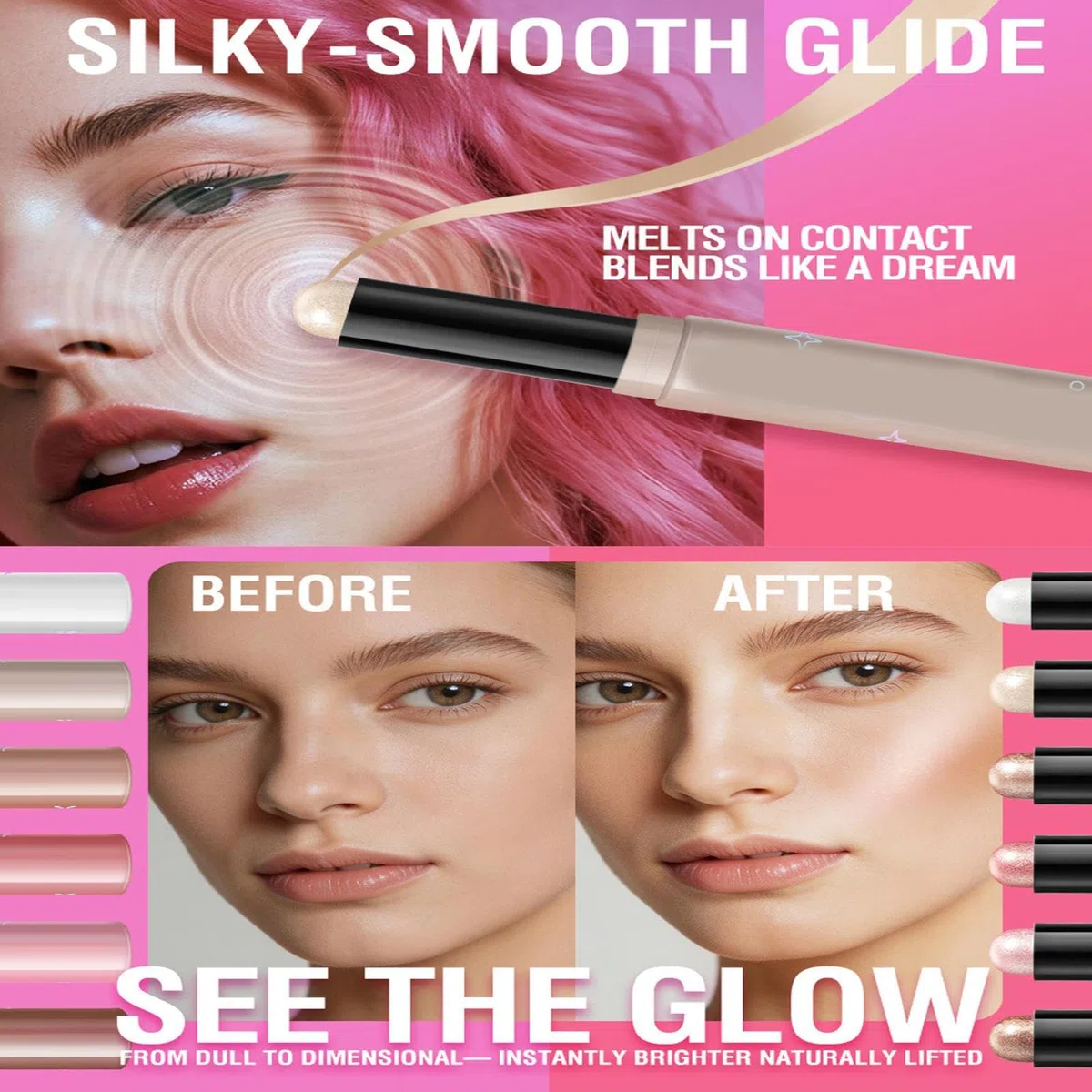 Illuminante Viso - 6 Pezzi Stick Makeup Viso,Trucco Contouring in Bastone,Ideale per Matrimoni, Campeggio, Viaggi, Regalo per Sorella, Figlia,