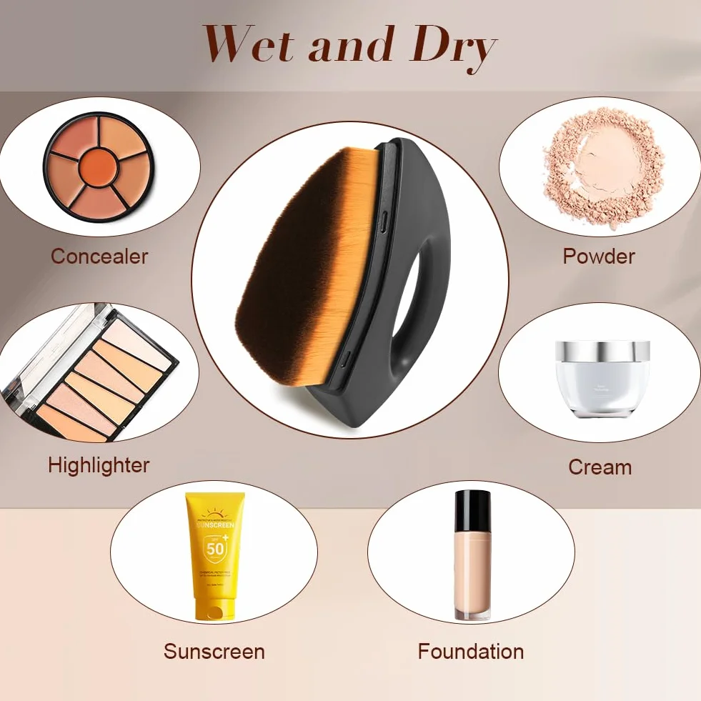 LOPHE Pennello Abbronzante, Spazzola Abbronzante Leggero e Morbido, Pennello per Trucco con Maniglia e Scatola, per Corpo e Gambe Pennello Abbronzante, Crema Viso, Primer, Cosmetici in Crema(Nero)