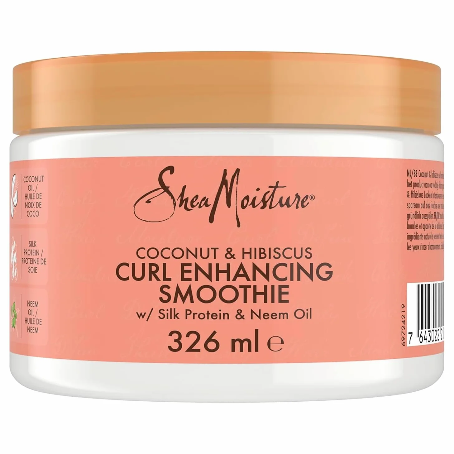 SheaMoisture Crema Leave-in Curl Enhancing Smoothie, Per Capelli Ricci o Mossi, Ricci Lucenti e Definiti, Effetto Anti-Crespo, Idratazione Intensa, Con Olio di Cocco, Ibisco e Burro di Karité, 326ml