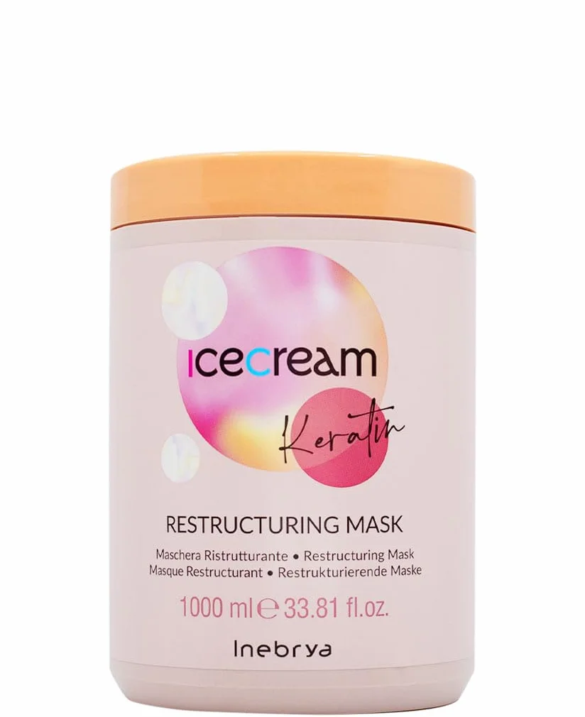Inebrya Ice Cream Keratin Restructuring Mask Ristrutturante, 1000 ml