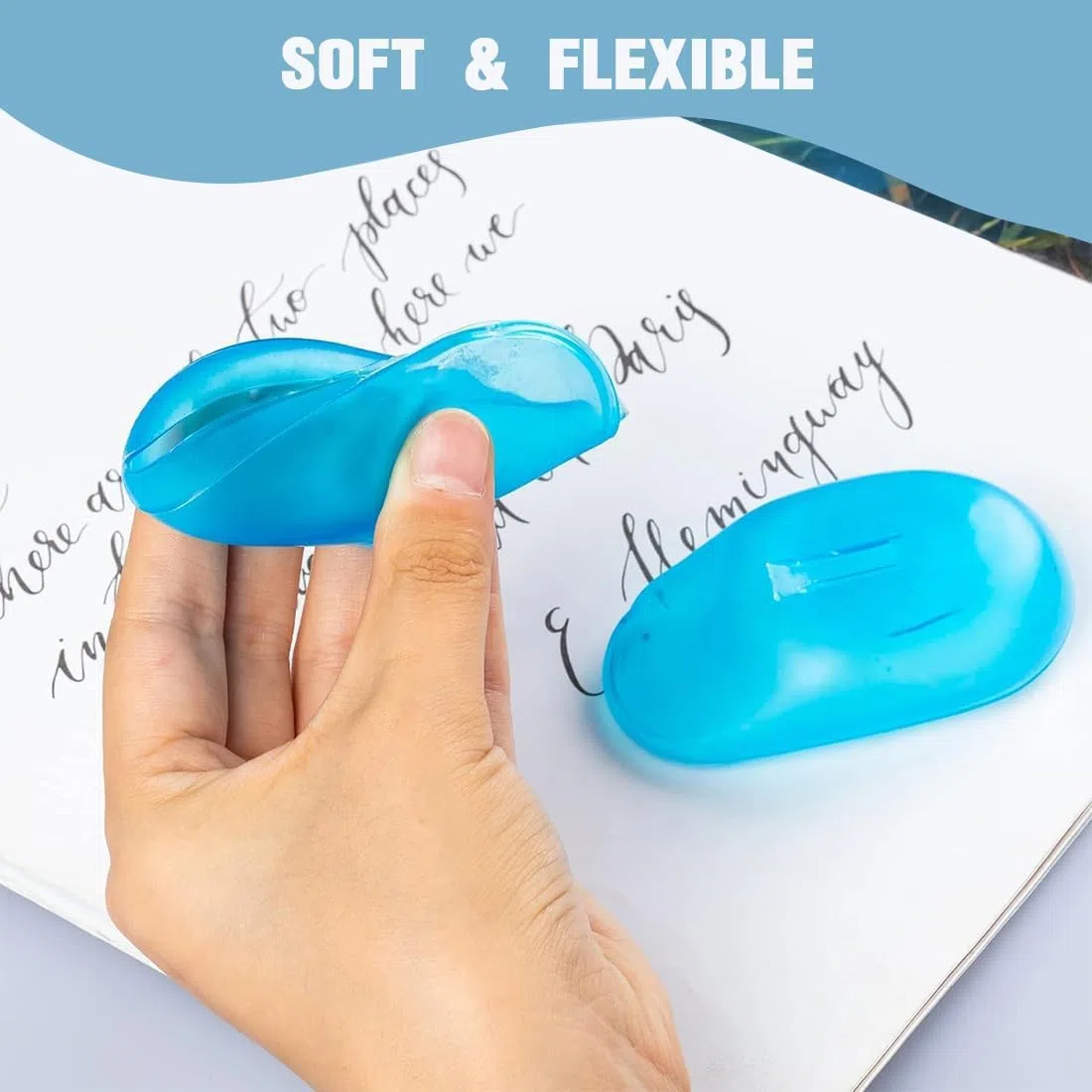 Set da 2 paraorecchie in Silicone riutilizzabili, Impermeabili e Adatti a Uso Domestico,per Proteggere Il Colore dei Capelli Durante la tintura, in Doccia, Bagno o Salone,Trasparente Blu