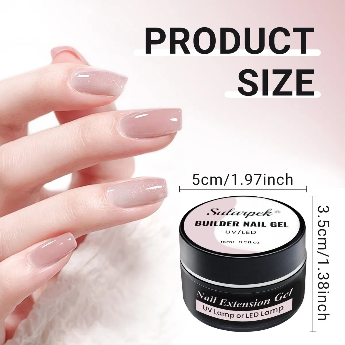 Sularpek 15 ml Gel Costruttore per Unghie, Gel Ricostruttore per Unghie, Gels per Riparazione Unghies, Riparazione, Rinforzo, Design per Nail Art (Nude)