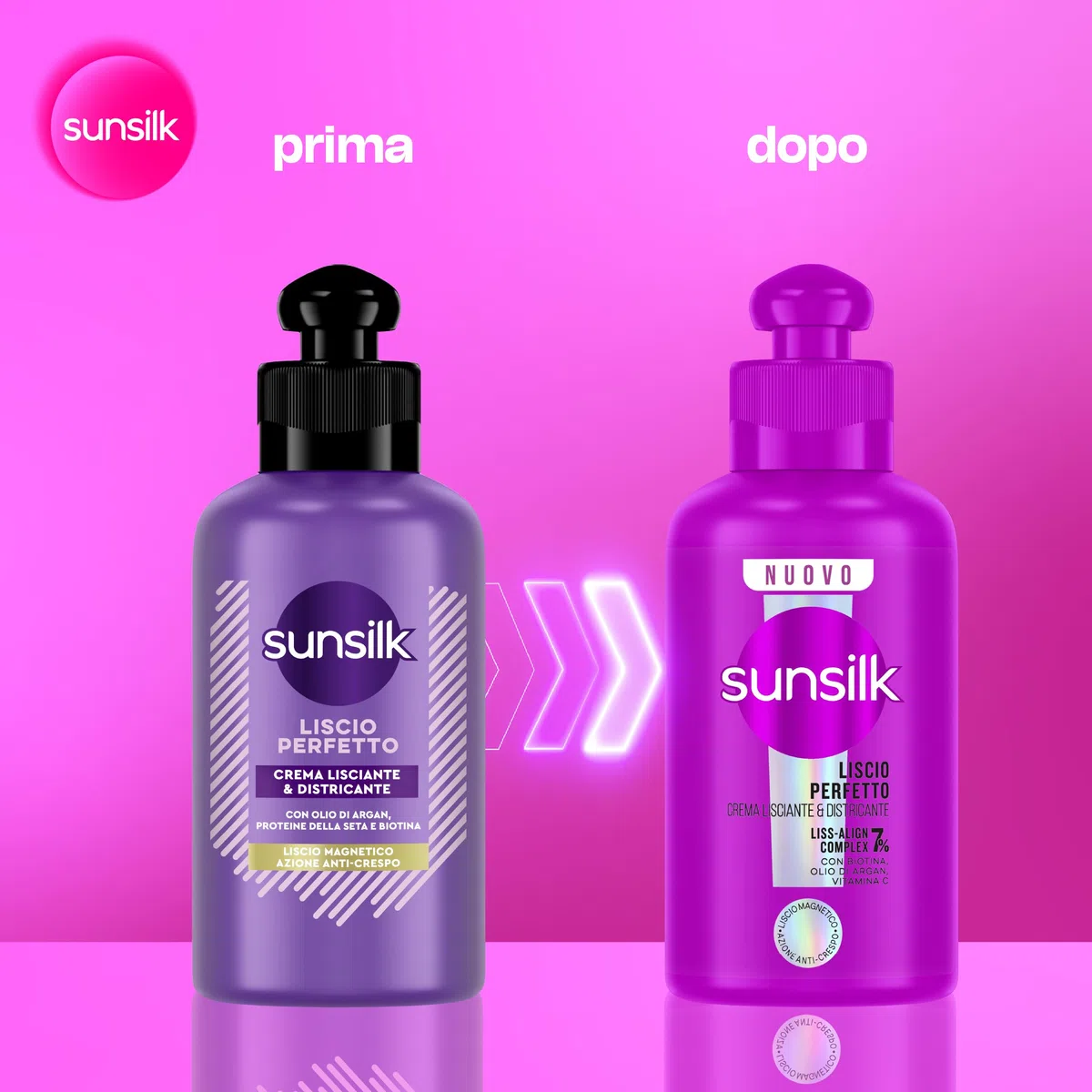 Sunsilk, Crema Lisciante & Districante Liscio Perfetto, Crema Capelli Senza Risciacquo Anti Crespo, Formula con 7% LISS-ALIGN COMPLEX con Biotina, Olio di Argan e Vitamina C, 6 Pezzi da 200 ml