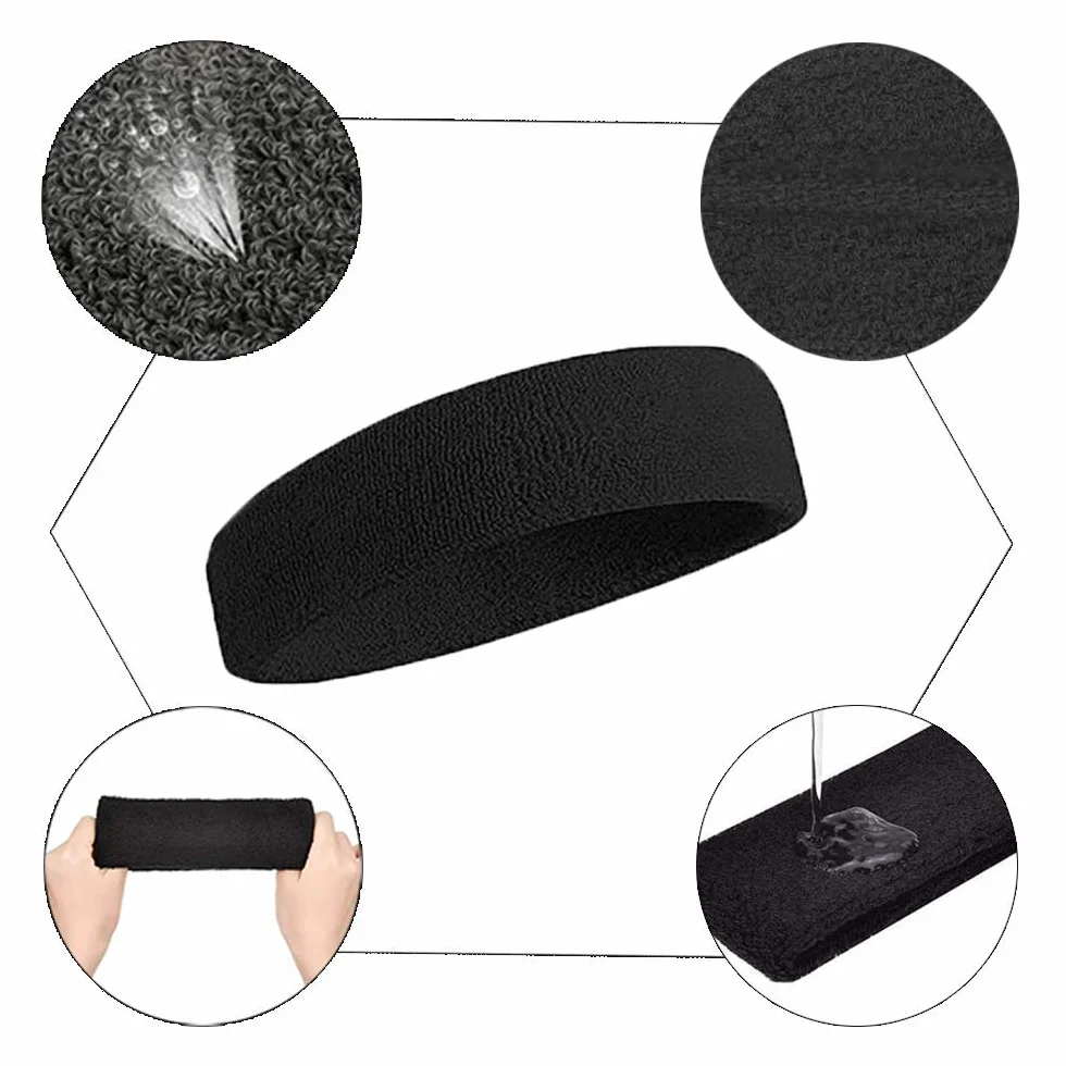 Confezione da 10 fasce da uomo fascia da donna sport fascia per capelli fascia per capelli in cotone elastico sulla fronte traspirante antiscivolo fascia per capelli traspirante yoga guanto