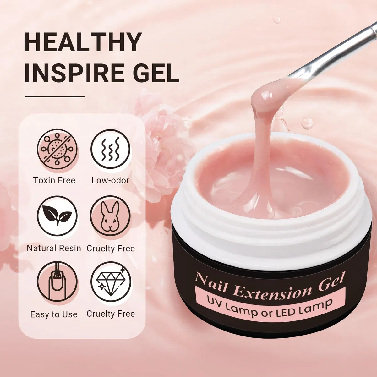 Sularpek Gel Ricostruzione Unghie, 2 * 15 ML Costruttore, Esente da HEMA e TPO Naturale Monofasico, per Passione Unghie, Allunga e Ripara (Milky Rose)
