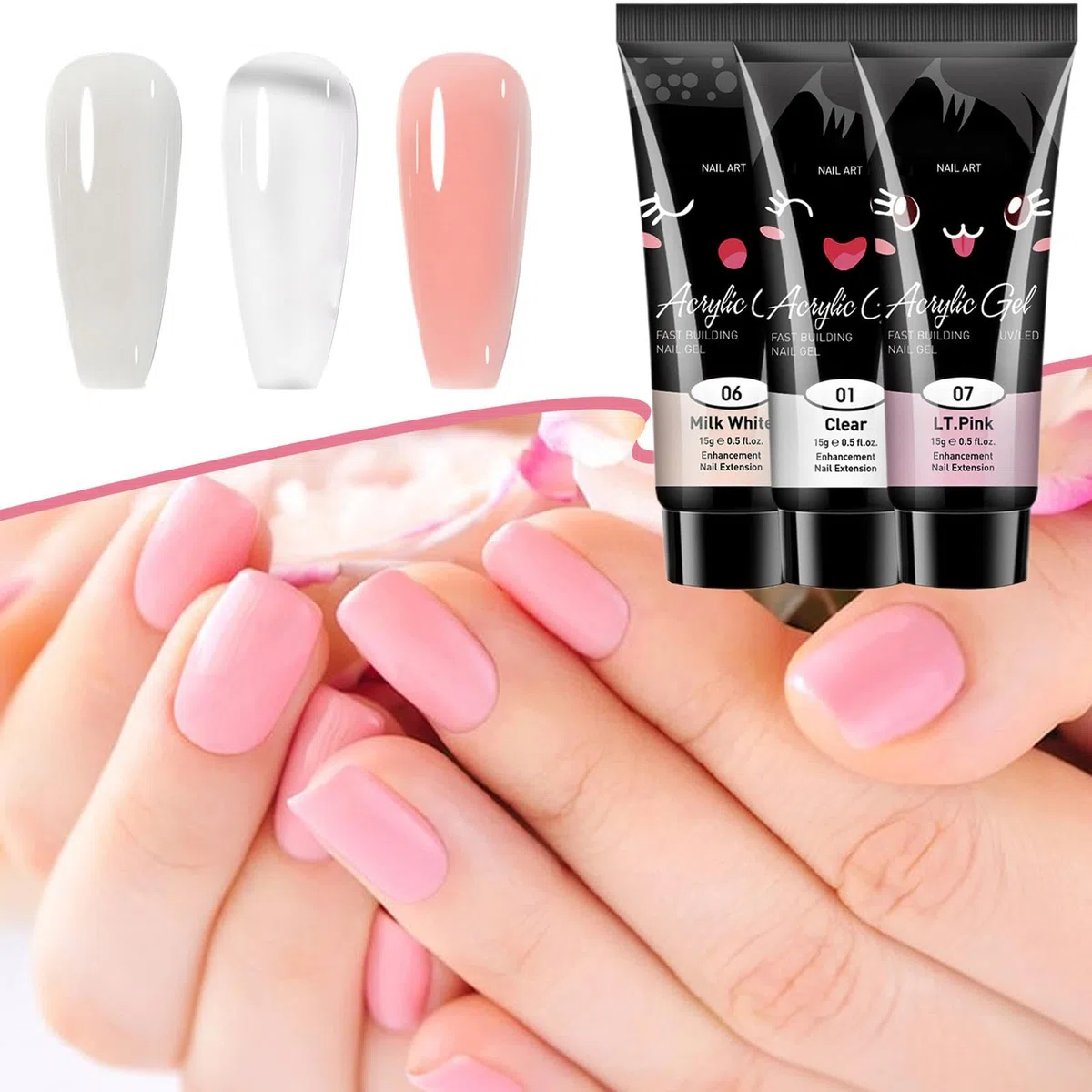 Kit per unghie gel di poli, gel e kit di estensione gel e unghie,Manicure gel di lampada UV portatile | Set di chiodi con tutto, set completo di policini di lunga durata, forniture per unghie a casa p