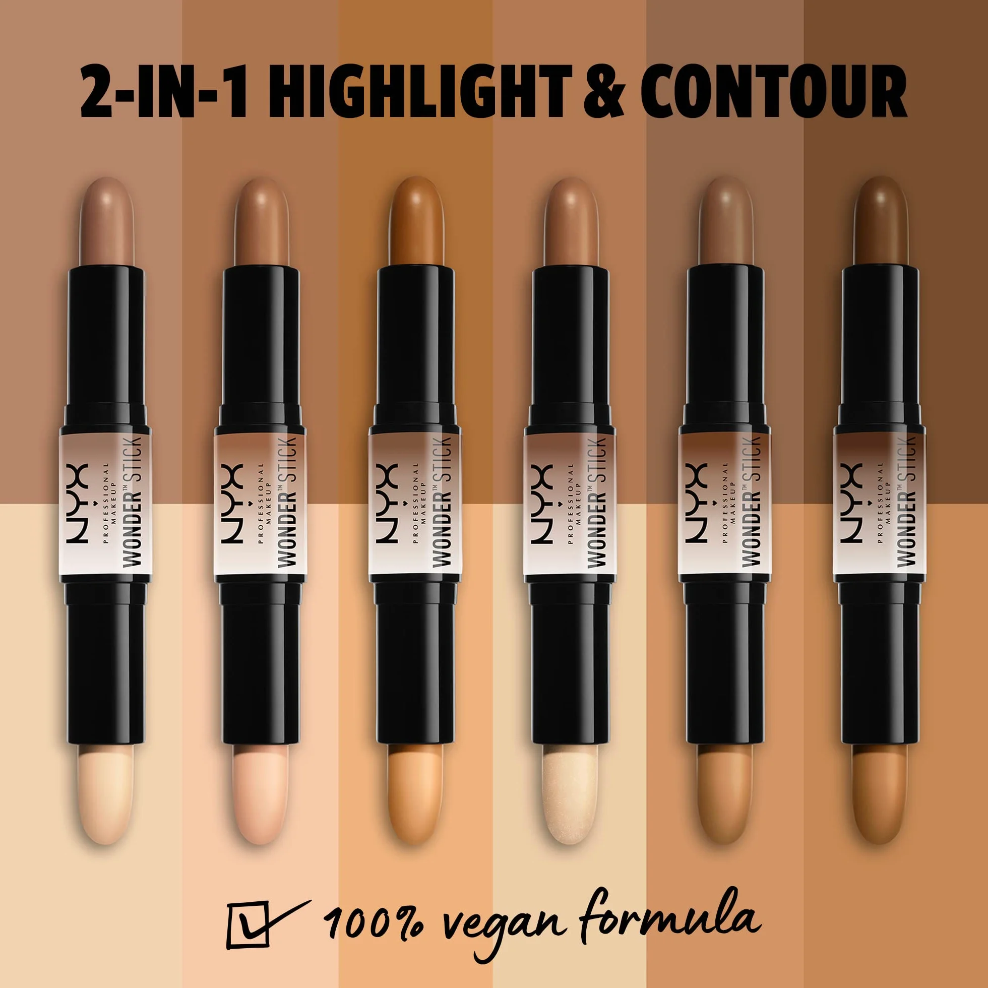 NYX Professional Makeup Matitone Wonderstick, Doppia terminazione, per contouring on the-go, Texture cremosa, Tonalità: Light