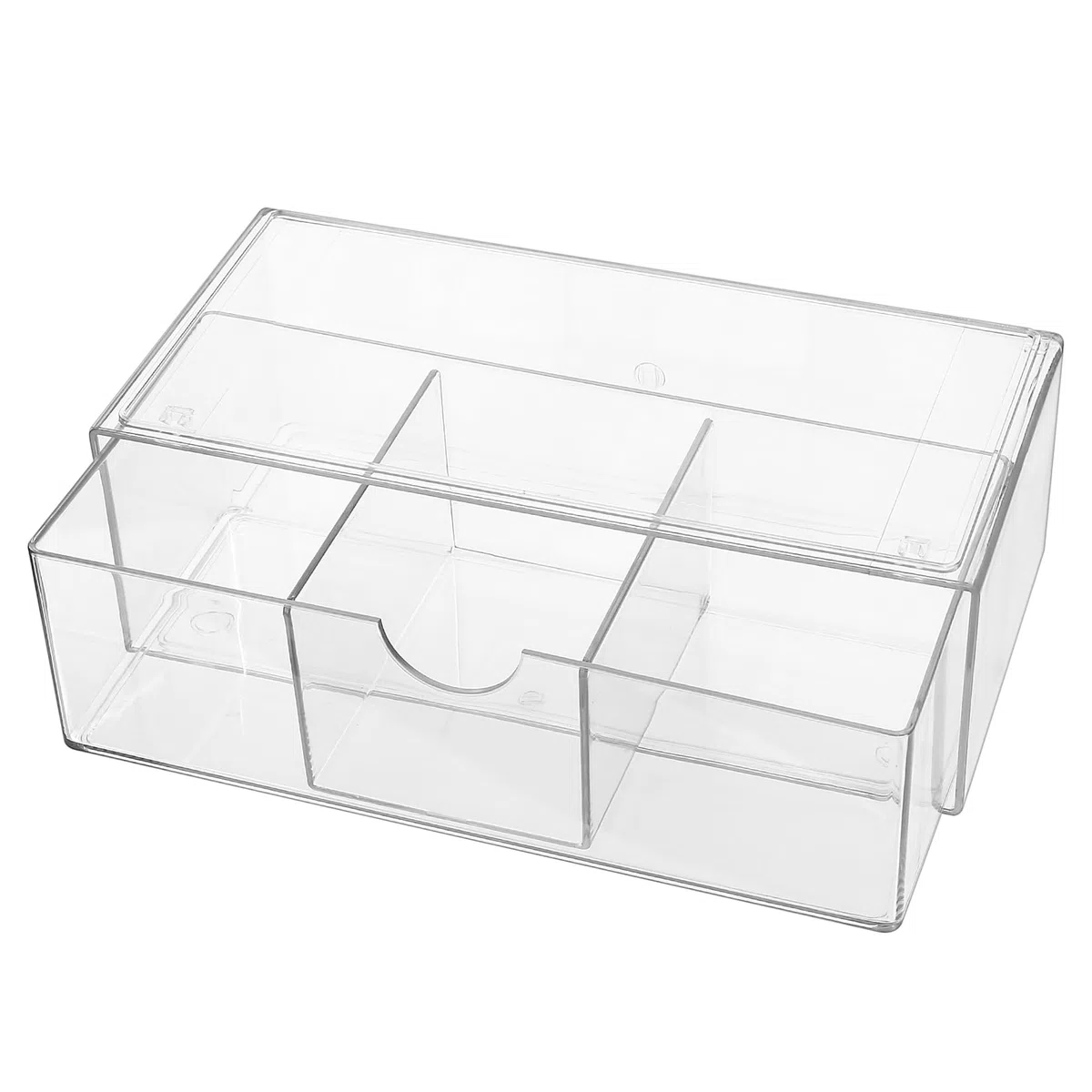 SHACHENH Organizer Cosmetici, Scatola Portaoggetti per Bagno Trasparente 3 Scomparti con Cassetti, Organizer da Tavolo Impilabile per Bagno, Porta Dischetti Cotone in Plastica PET