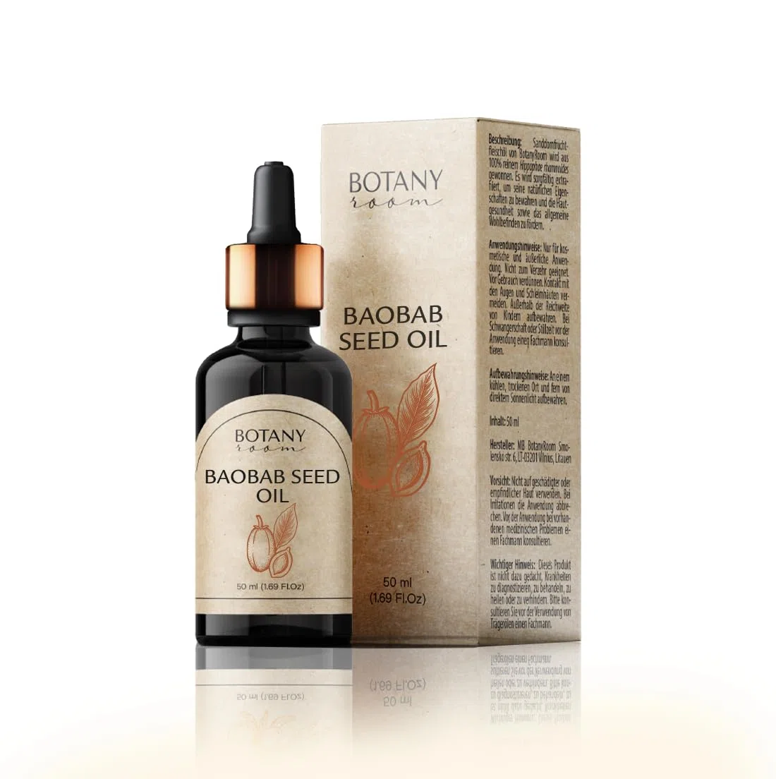 Olio di baobab spremuto a freddo | 100% puro naturale | Olio per pelle e capelli per una cura intensiva | Ricco di acidi grassi omega e vitamina E | Bottiglia di vetro da 50 ml | Una cura