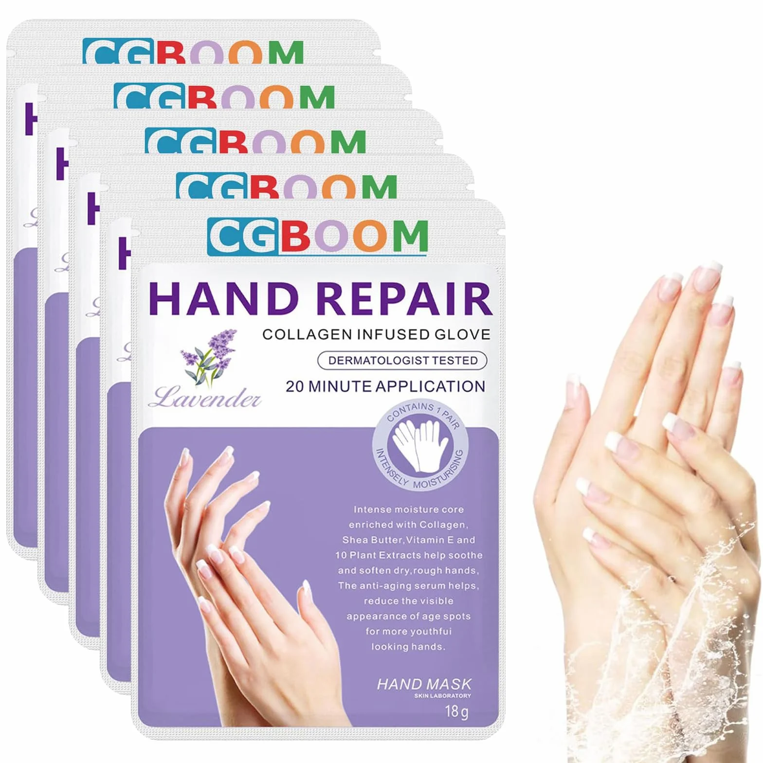 5 paia di guanti idratanti, maschere esfolianti, cura delle mani morbida, per mani secche e screpolate (classic)