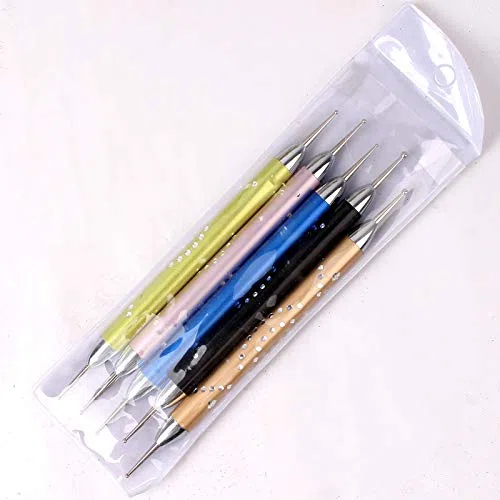 5 Pz/set Doppia Spirale Punteggiatura Penna Nail Art Marbleizing Punteggiatura Strumenti Manicure Punto Punta Penna Chiodo Dotter Strumento Per Nai Art