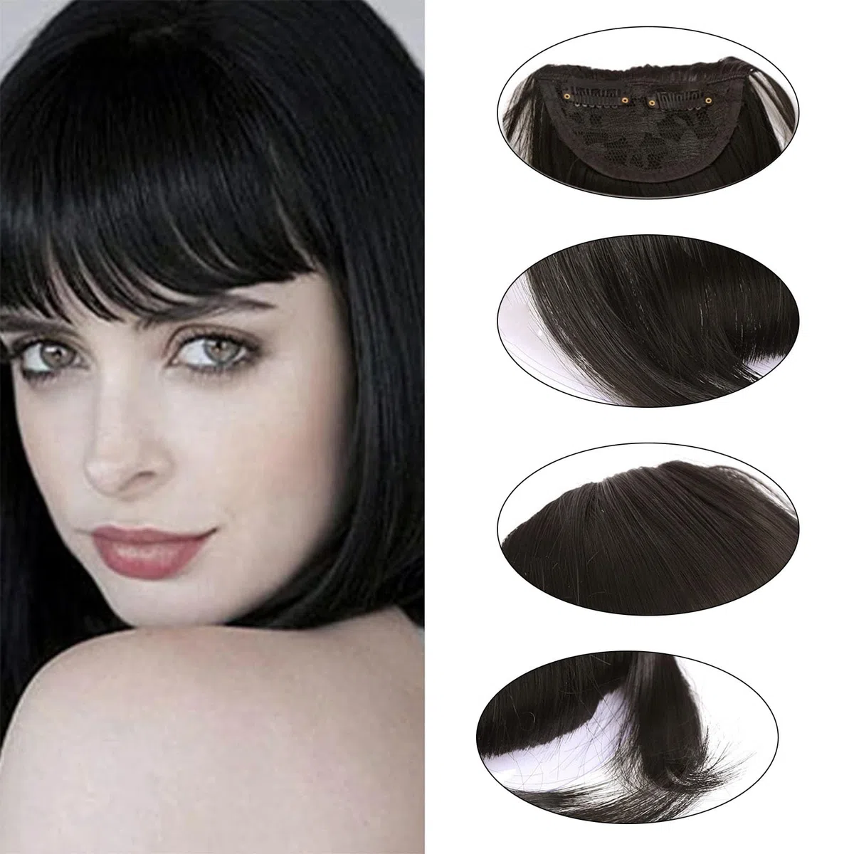 Frangia Finta Capelli Veri,Frangia Clip Capelli Veri,Frangia Finta,Frontale Frangia Posticci,Parrucca Con Frangia,Clip In Frangia,Capelli Frangia,Per Capelli Estensioni,nero,1 pezzo