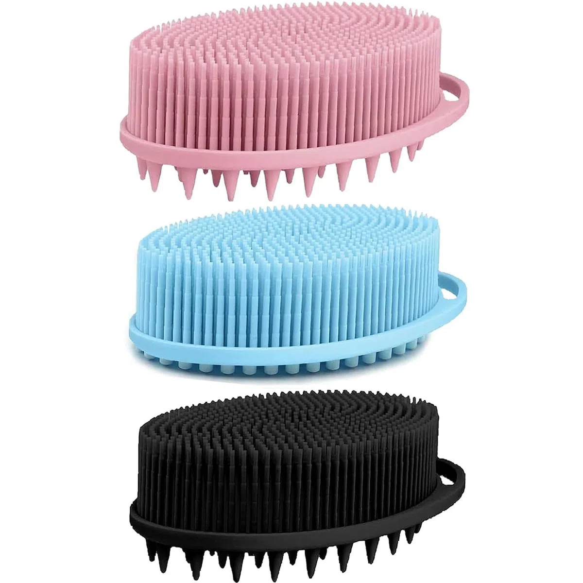 Paquete de 3 Spazzola per Corpo in Silicone, 2 in 1 Spazzola Shampoo, Spazzola Da Bagno in Silicone, Per Massaggio Alla Testa, Esfoliante, Delicata, Schiuma Bene, Facile Da Pulire
