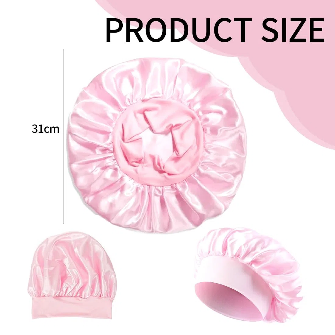 Cuffia Seta Capelli Ricci, 2 PCS Silk Bonnet,Berretto da Notte Raso Elastico per Dormire Cappello da Notte per Donna Berretto da Notte Raso per Donna Ragazza