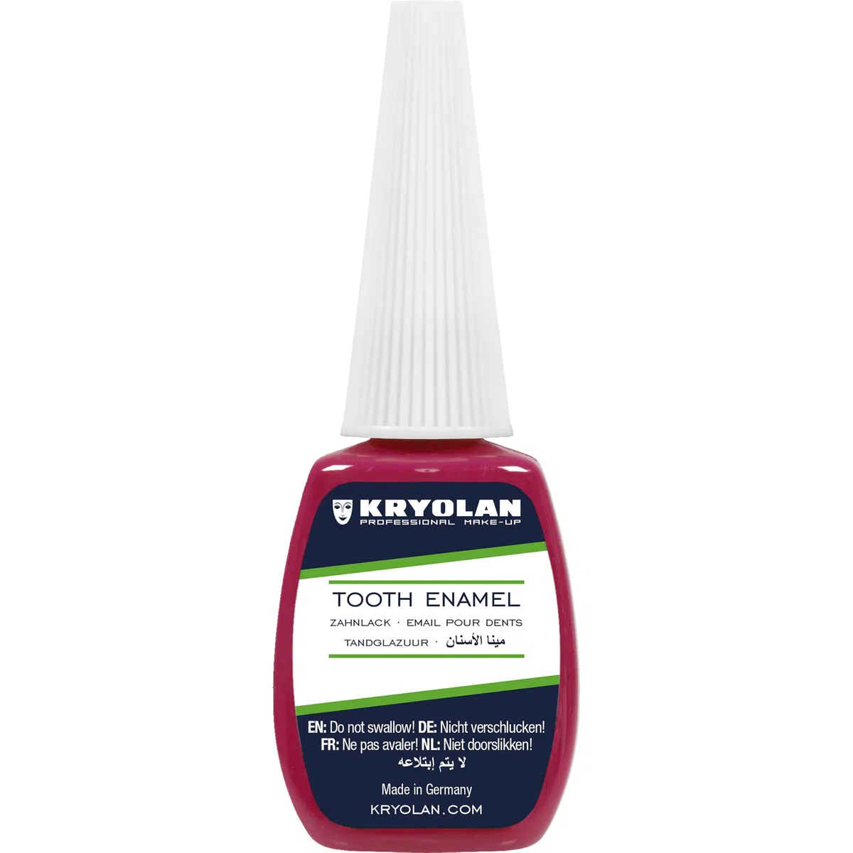 Smalto Dentale Kryolan, flacone con pennello da 12 ml Colore: rosso – ideale per teatro, cinema, Halloween, carnevale, LARP e truccatori – Colore resistente e facilmente rimovibile