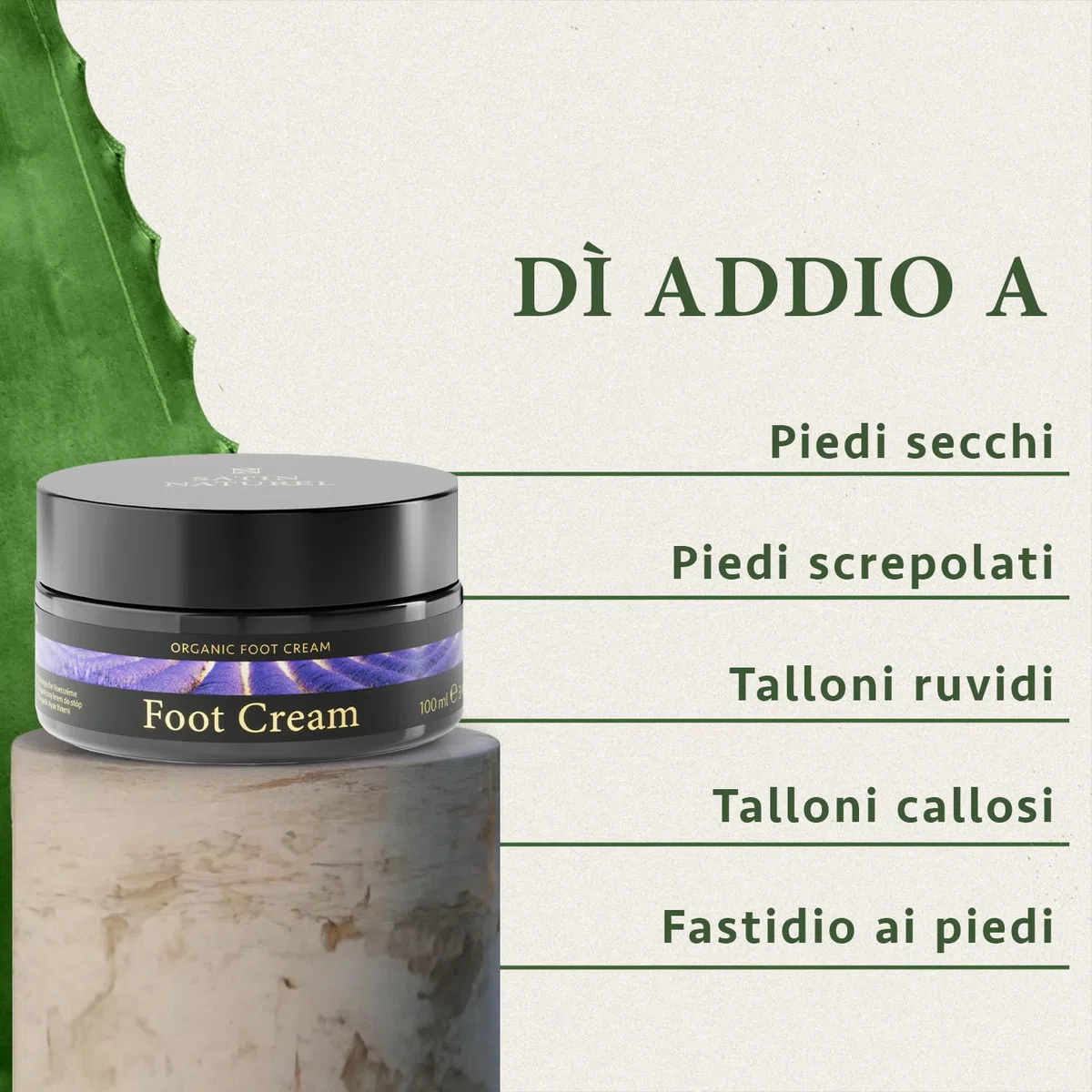 Satin Naturel Crema Piedi Secchi e Screpolati 100ml – con Burro di Karité Puro, Aloe Vera e Acido Salicilico – Trattamento Calli, Duroni e Talloni Screpolati