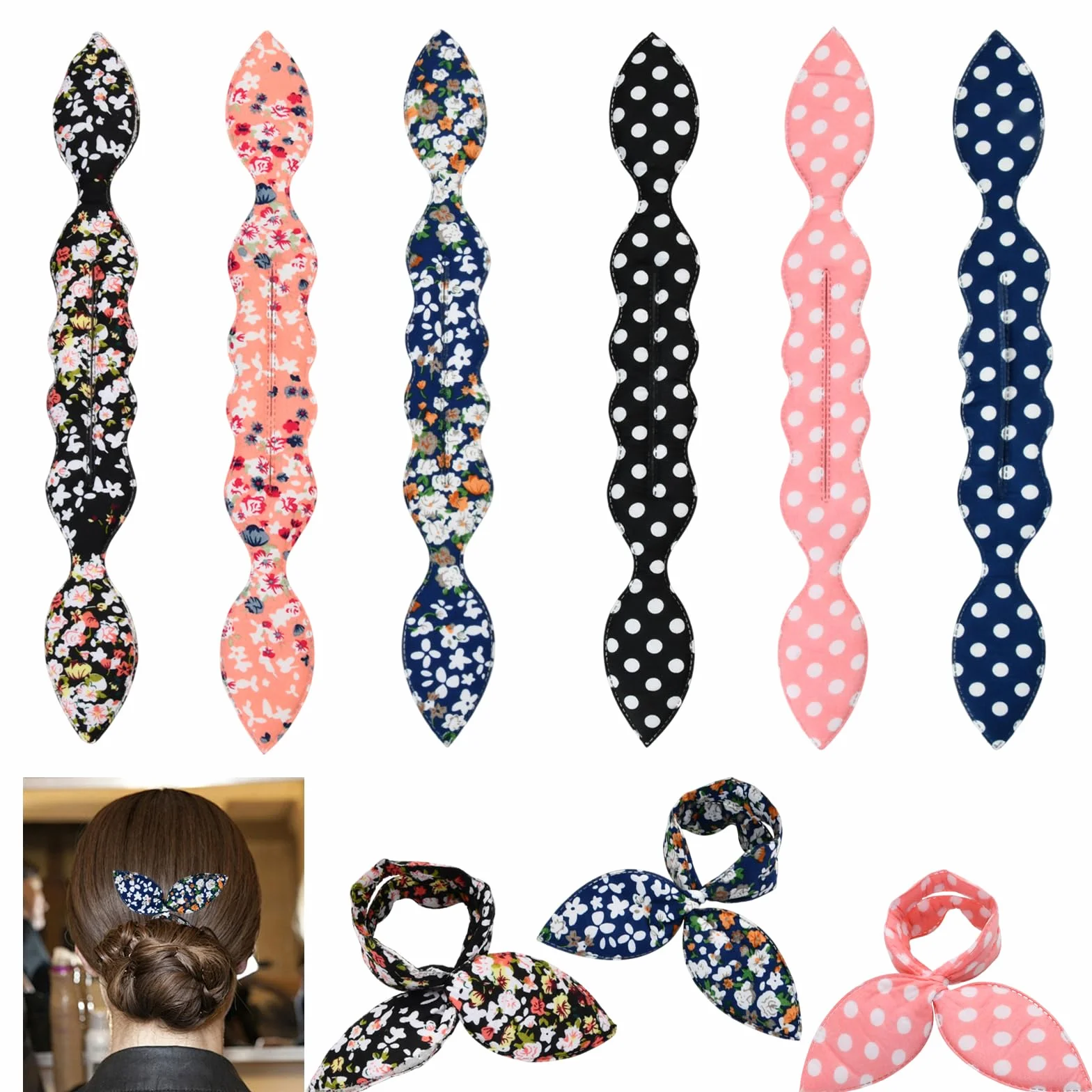 6 Pezzi French Deft Hair Bun Piece Fasce Per Capelli Creatore di Chignon, Hair Bun Maker Accessori per Capelli Riutilizzabile Francese Donut Strumenti, Ciambella Flessibile Twist Hair Styling