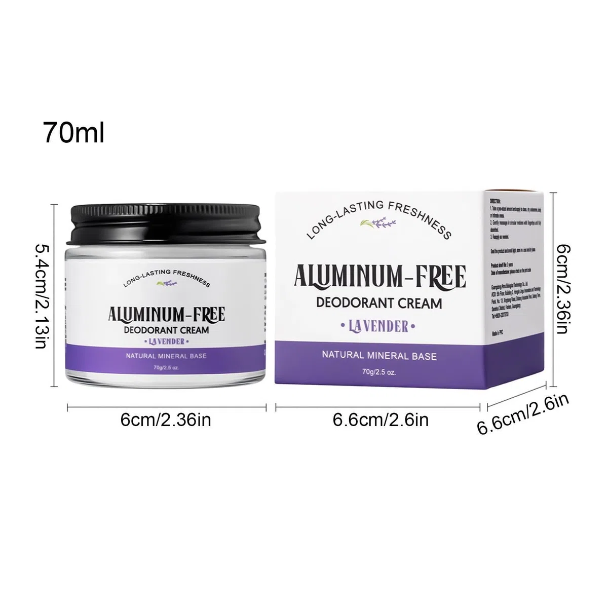 Crema antitraspirante, Formula non appiccicosa ad asciugatura rapida, 70 ml, Crema deodorante senza alluminio, Formula per il controllo degli odori a lunga durata, Applicazione multiarea, Per tutto il