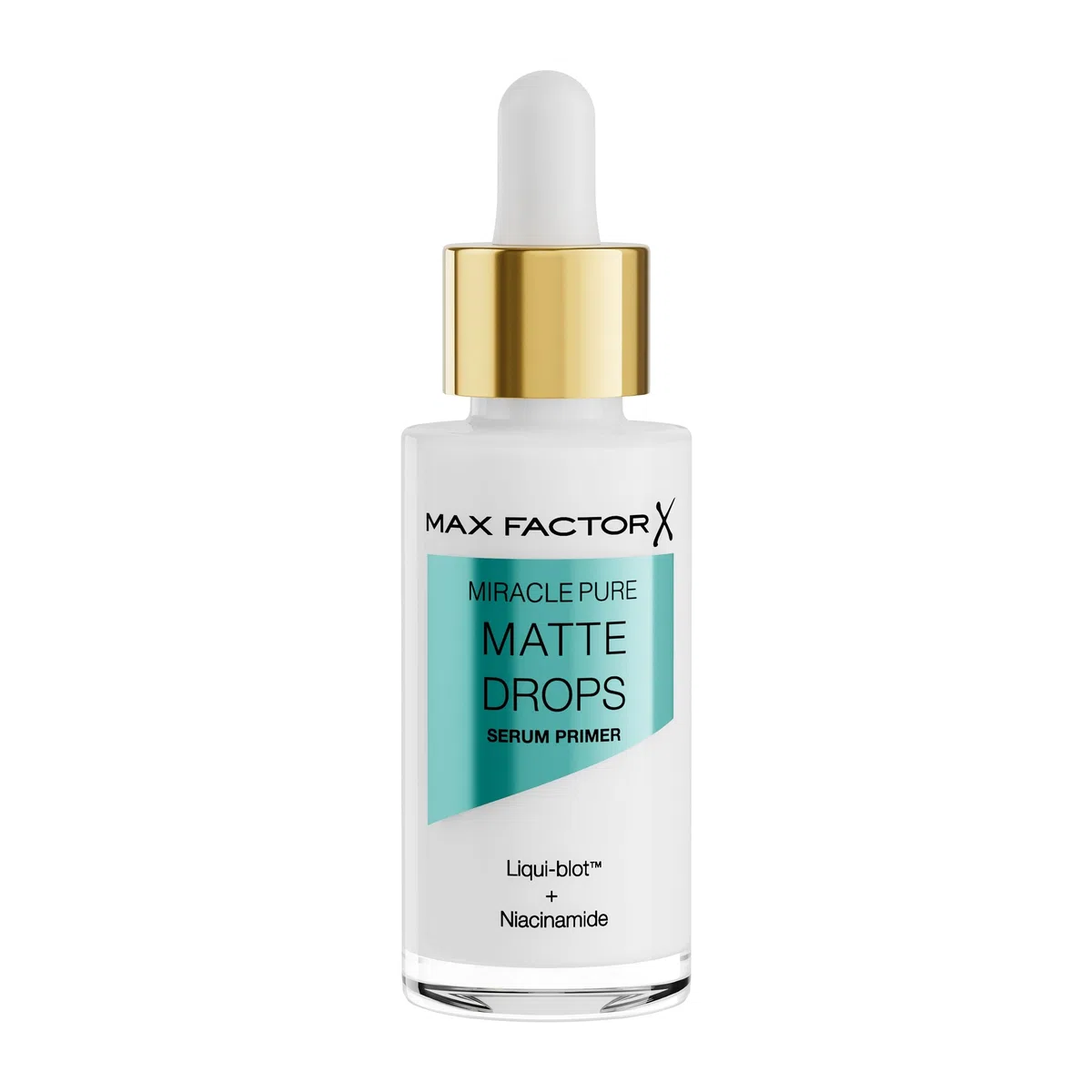 Max Factor Miracle Pure Matte Drops Siero Primer, opacizza, idrata e prepara, con Niacinamide e Centella Asiatica, uniforma il tono della pelle, lenisce e calma la pelle, 30ml