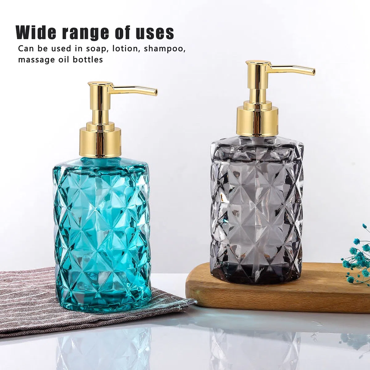 Pompa di Ricambio per Shampoo, Balsamo, Bagnoschiuma - 3 Pezzi con Design Antiscivolo, ABS Durevole, Facile Installazione - Compatibile con Bottiglie 2.1 x 5.7 Pollici