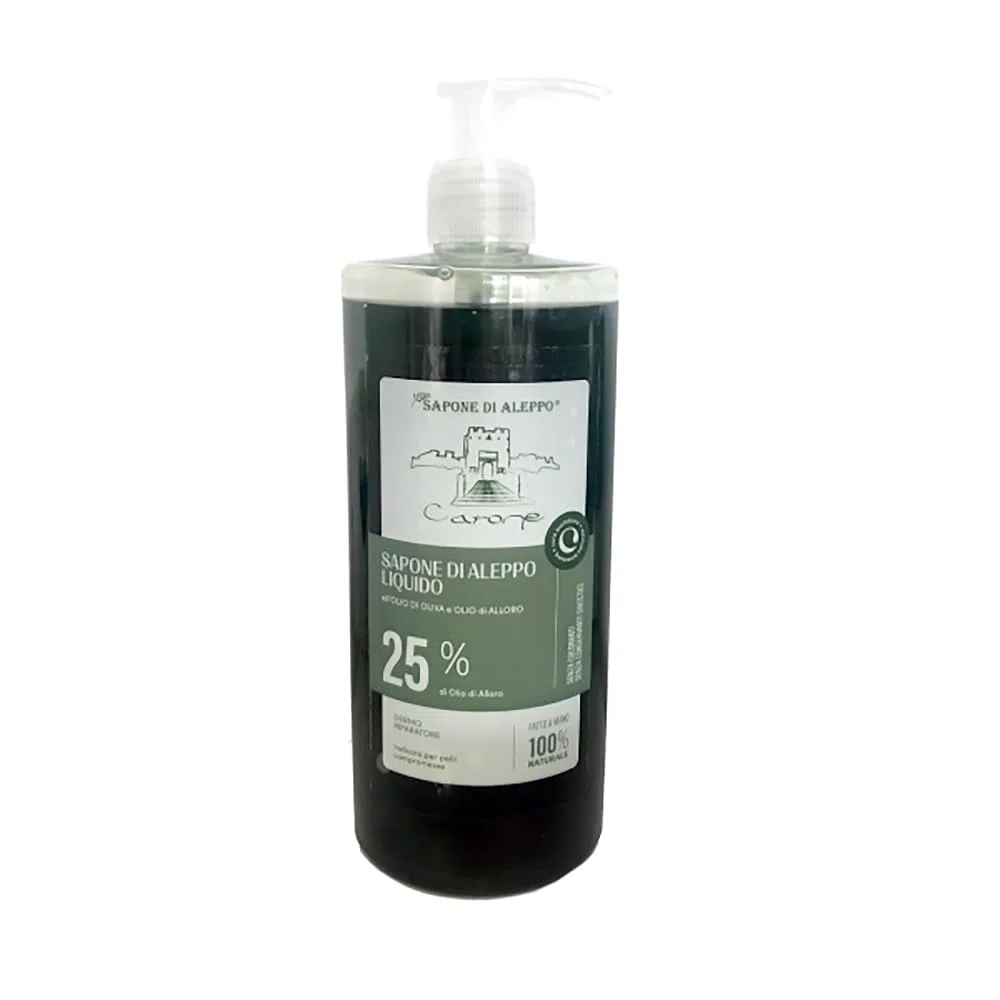 CARONE COSMETIC 1 x 400 ml Sapone di Aleppo Liquido con 25% di Olio di Alloro – Sapone Liquido Mani – Sapone Liquido Corpo – Sapone naturale – Per Uso Quotidiano - Made in Turchia