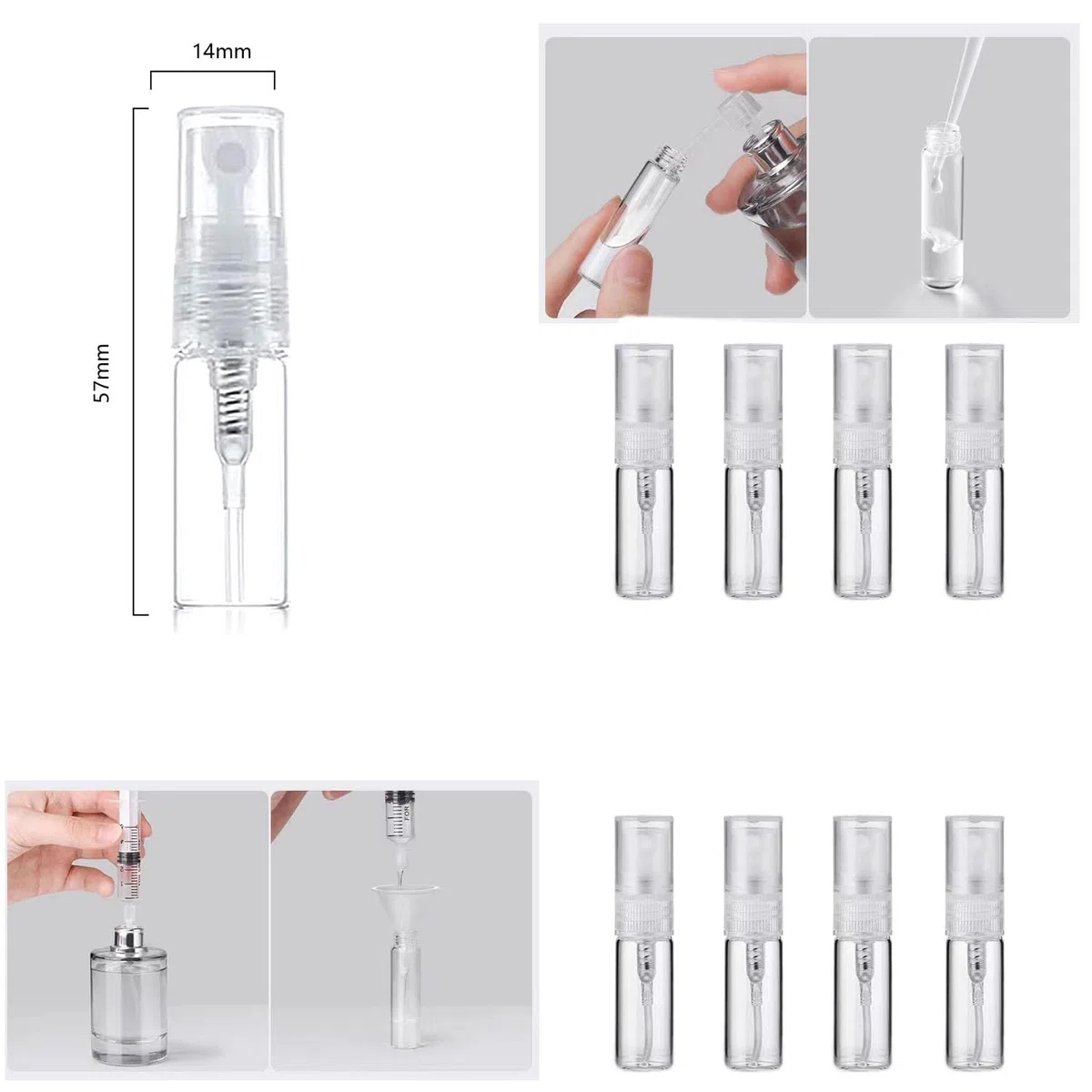 30 Pezzi Mini Flacone Spray, 3ml bottiglia campione,Riutilizzabile tomizzatore bottiglia di Profumo in Vetro (con etichetta adesiva)