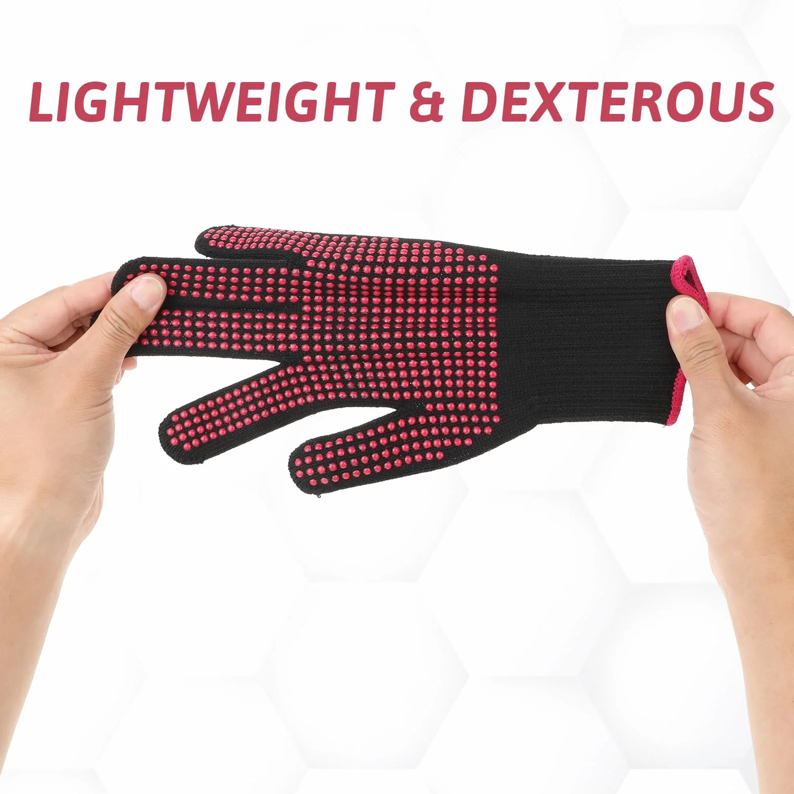 Ptwola 2 guanti resistenti al calore con piedini in silicone antiscivolo, guanti professionali che bloccano il calore per acconciature, ferro arricciacapelli, piastra lisciante
