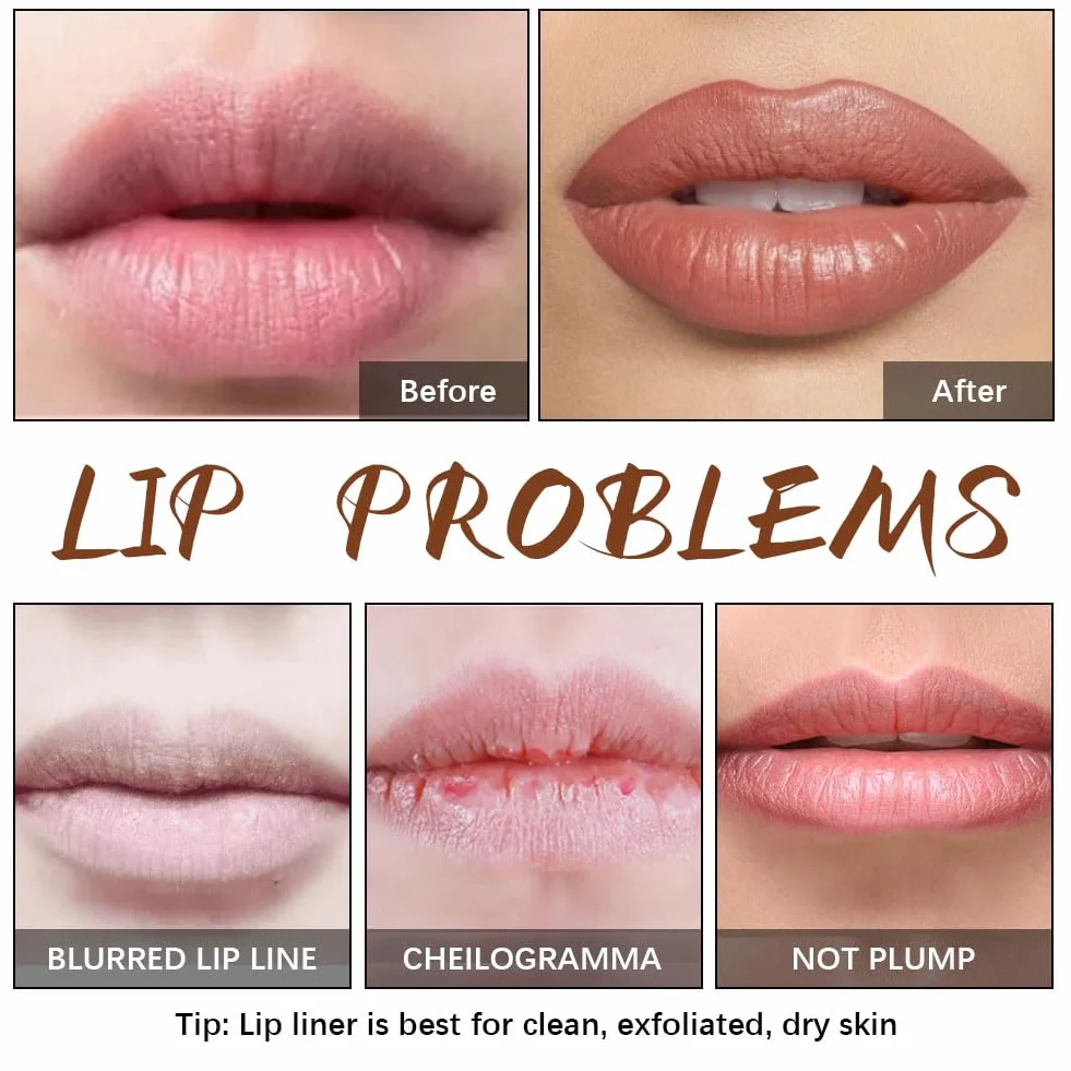 LOPHE Lip Liner, Plump Lip Liner Lip Peel Off a Lunga Tenuta, Liner Labbra Tatuaggio per Labbra Rimovibile, Effetto Rimpolpante, No Transfer, Matita Labbra Tattoo(Marrone scuro)