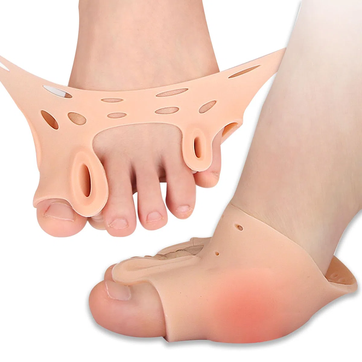 Separatori per dita dei piedi in silicone, separatore per dita dei piedi, per donne, sollievo dall'alluce valgo, raddrizzatore e distanziatore per donne e uomini (4 pezzi)